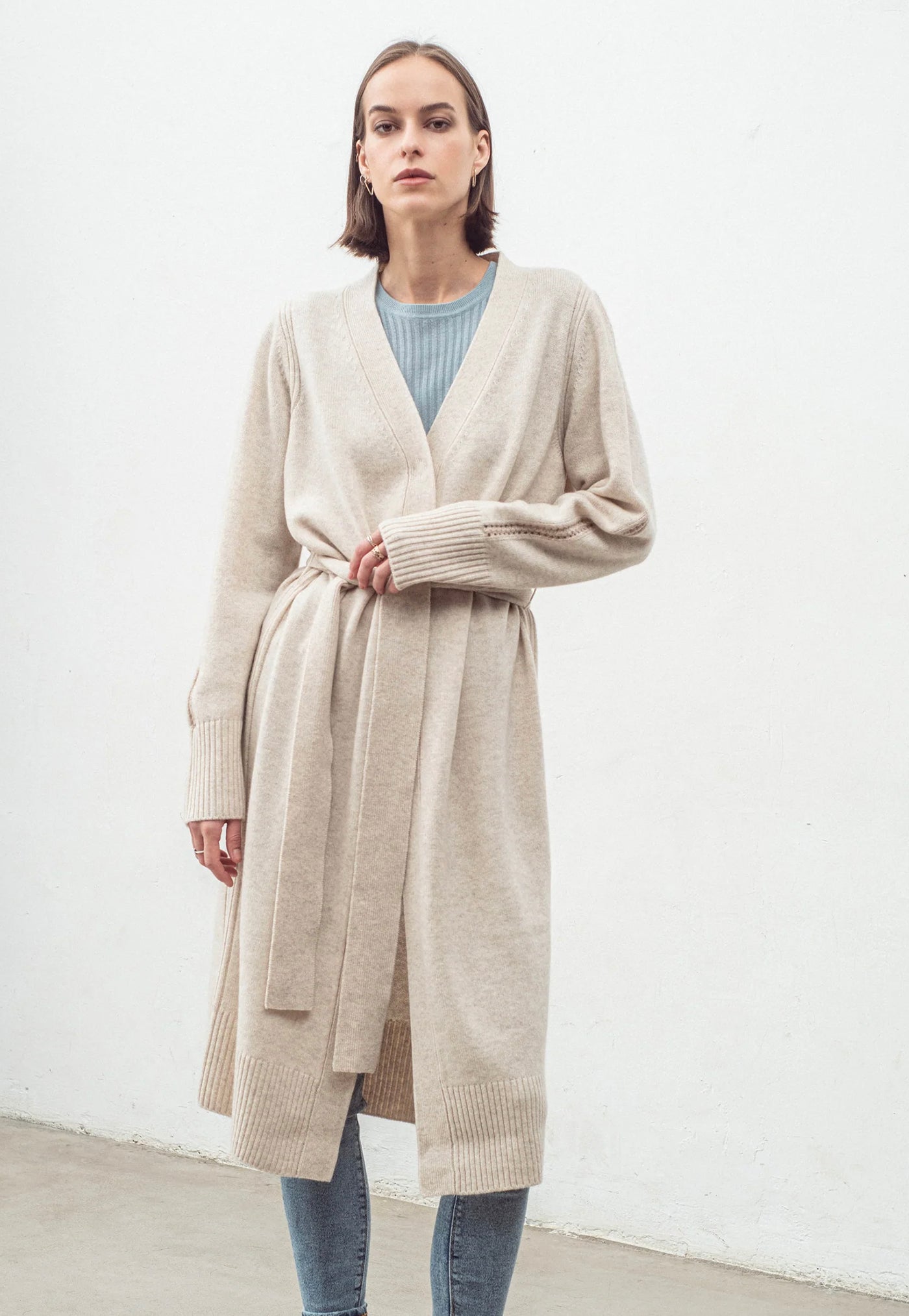 N.168 Long Cashmere Blend Cardigan - Shell