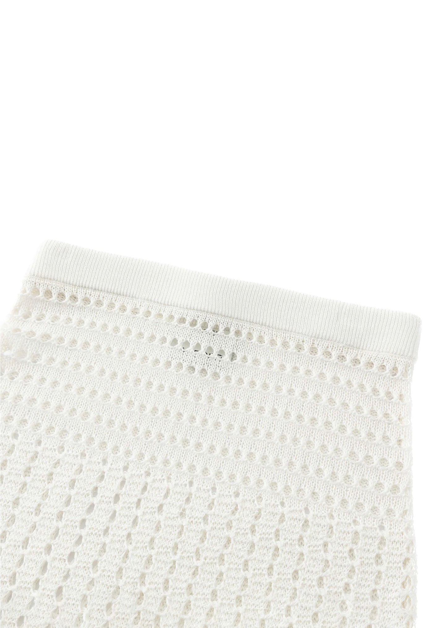 N.253 White Stripe Mock Crochet Skirt - Ivory