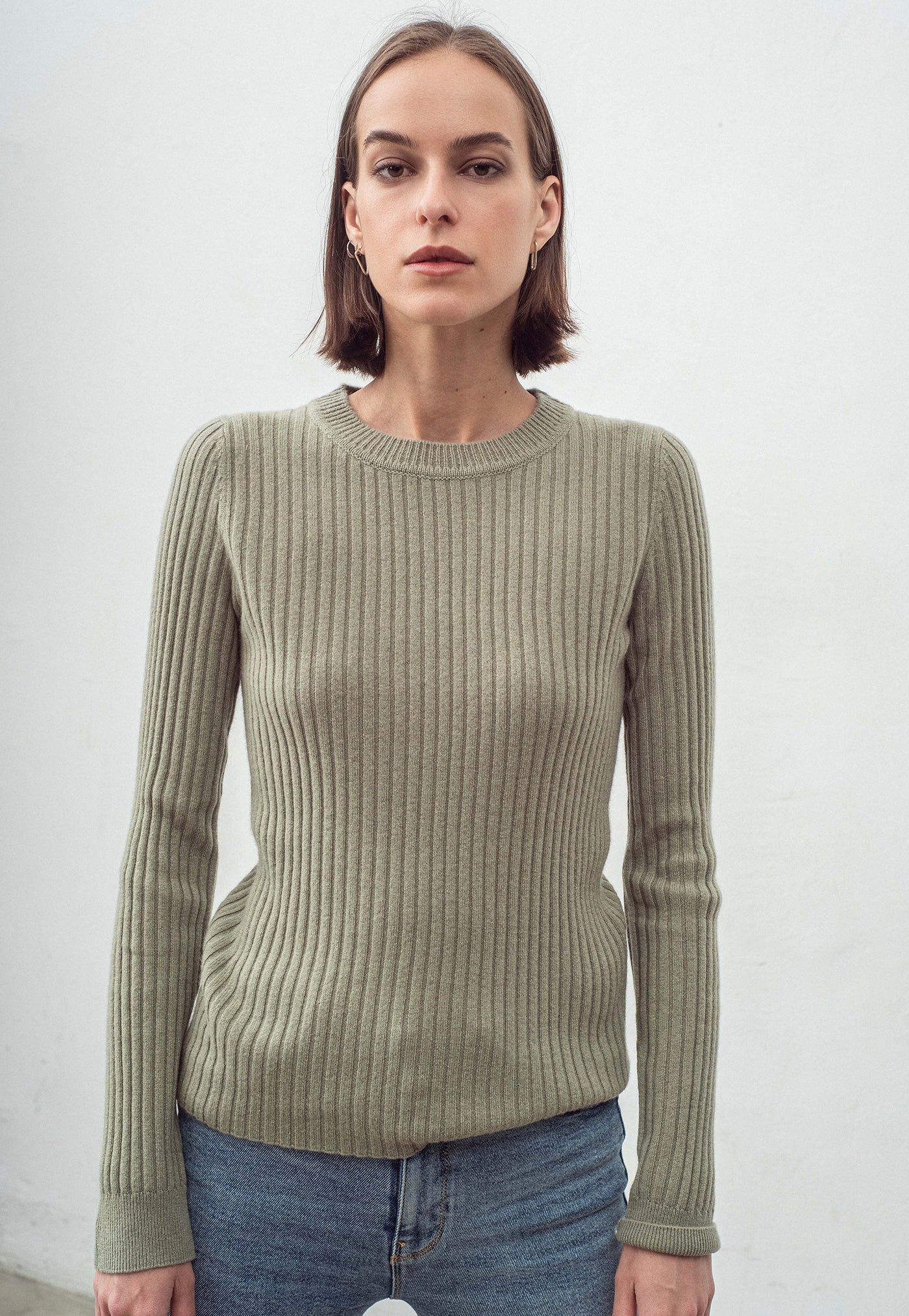 N.289 Cashmere Ribbed Long Sleeve Tee - Dark Moss