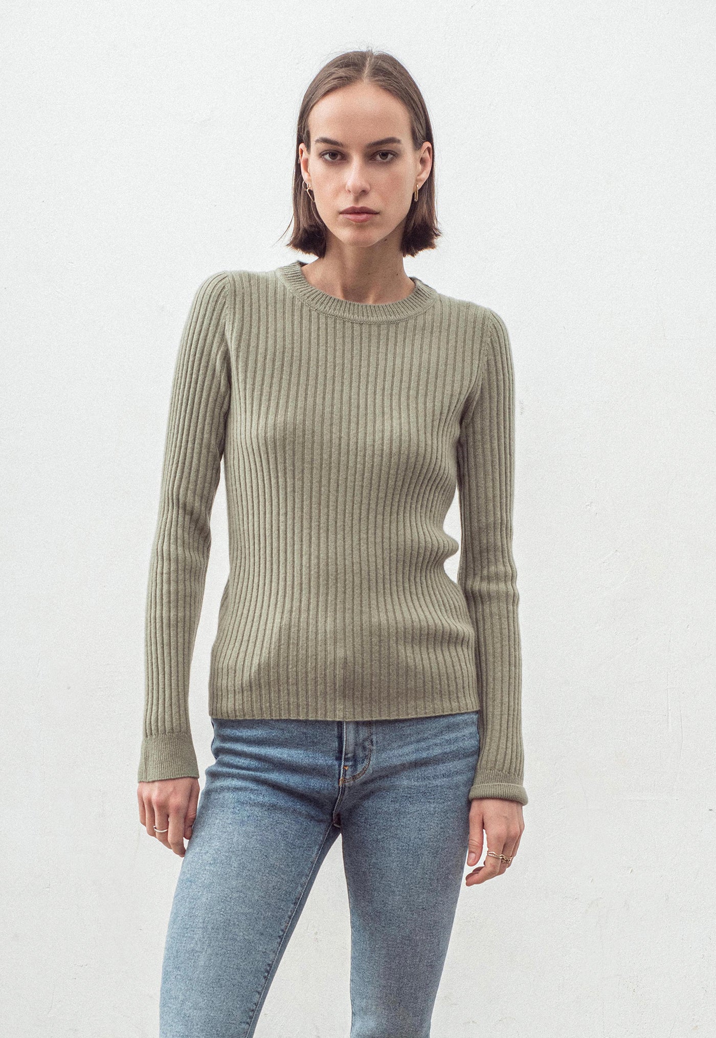 N.289 Cashmere Ribbed Long Sleeve Tee - Dark Moss