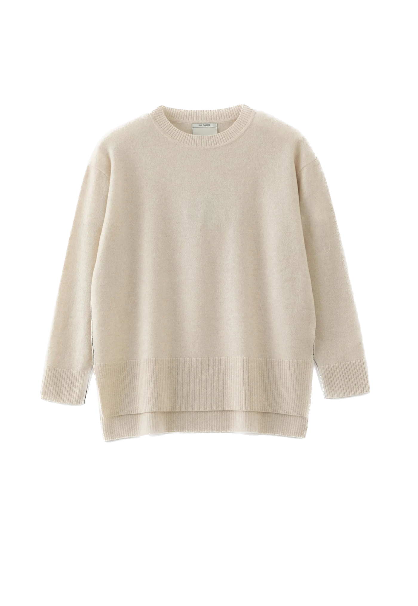 N.284 Cashmere High Low Crew - Pearl Shell