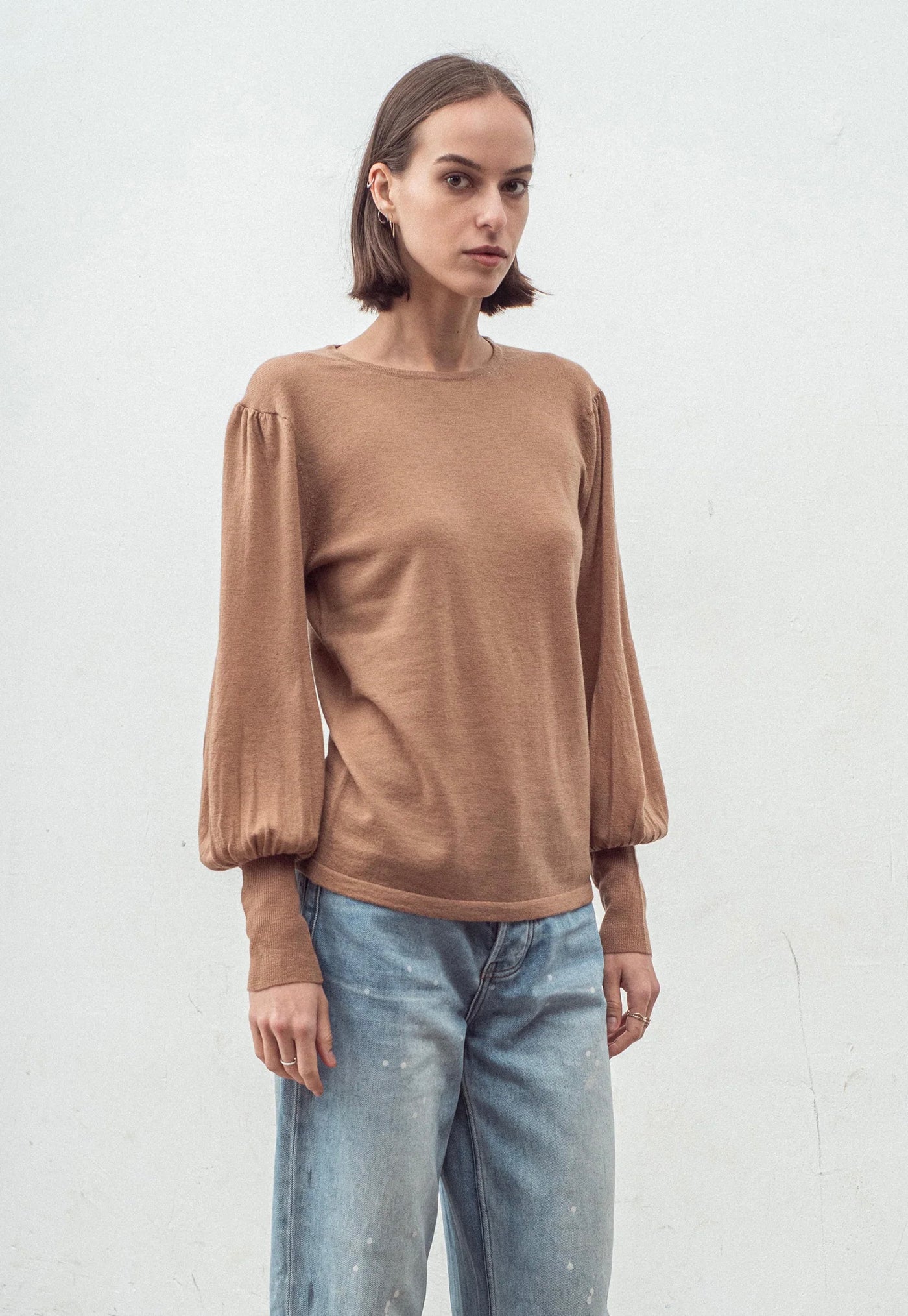 N.33 Cashmere Blend Bell Sleeve Pullover - Spice