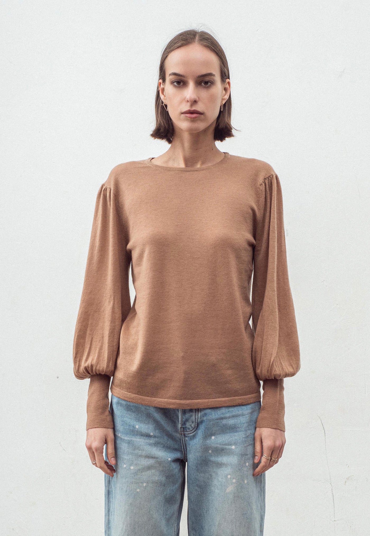 N.33 Cashmere Blend Bell Sleeve Pullover - Spice