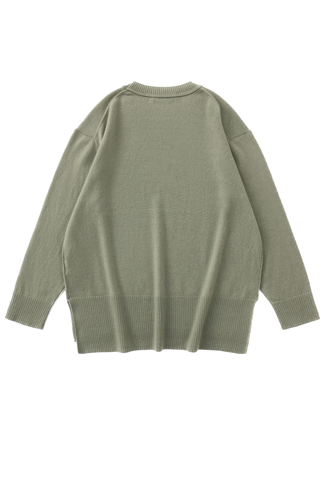 N.284 Cashmere High Low Crew - Dark Moss