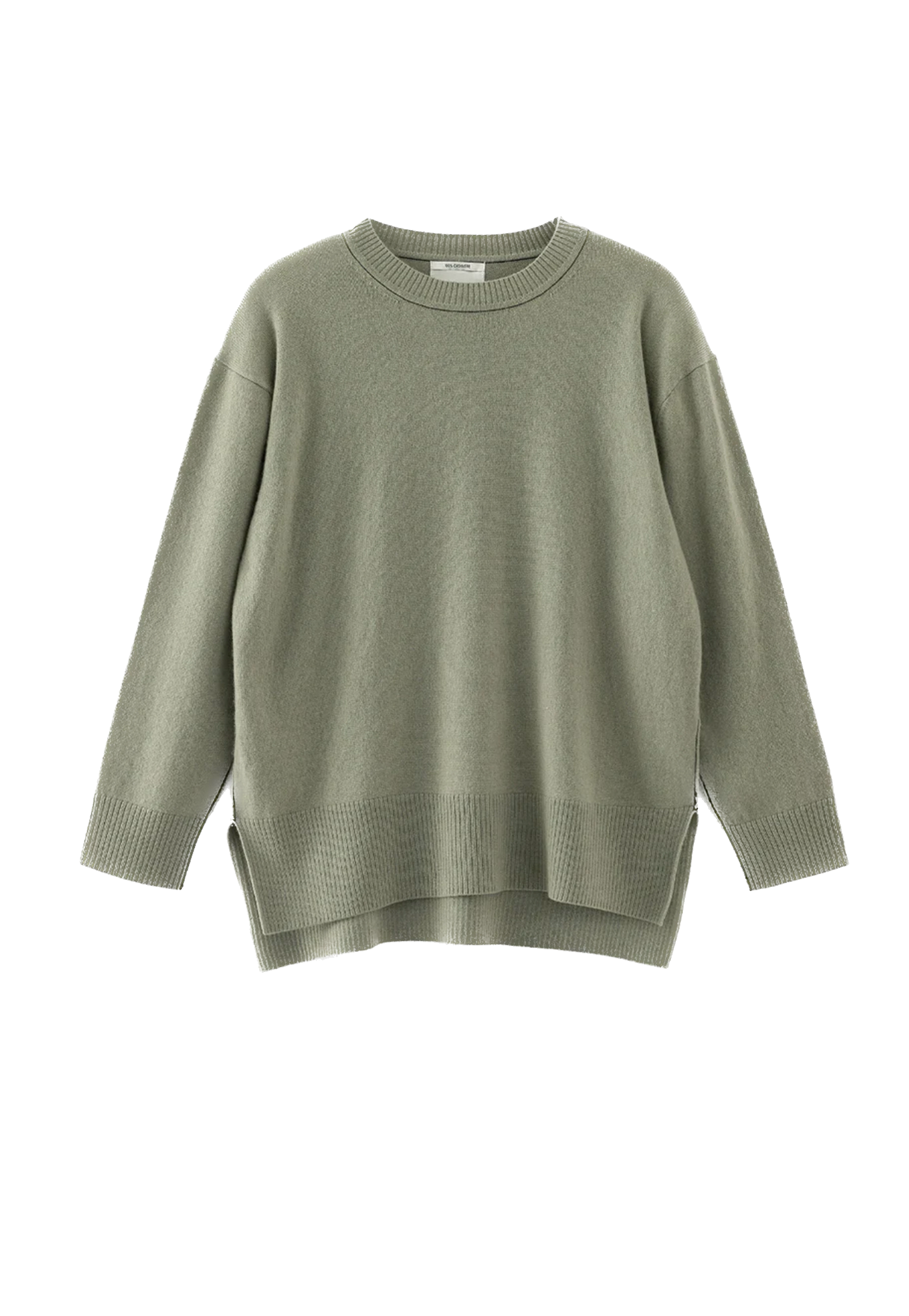 N.284 Cashmere High Low Crew - Dark Moss