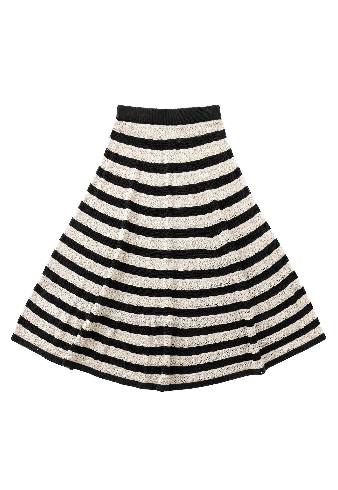 N.297 Lace Knit Striped Flared Skirt - Black Stripe sold by Angel Divine