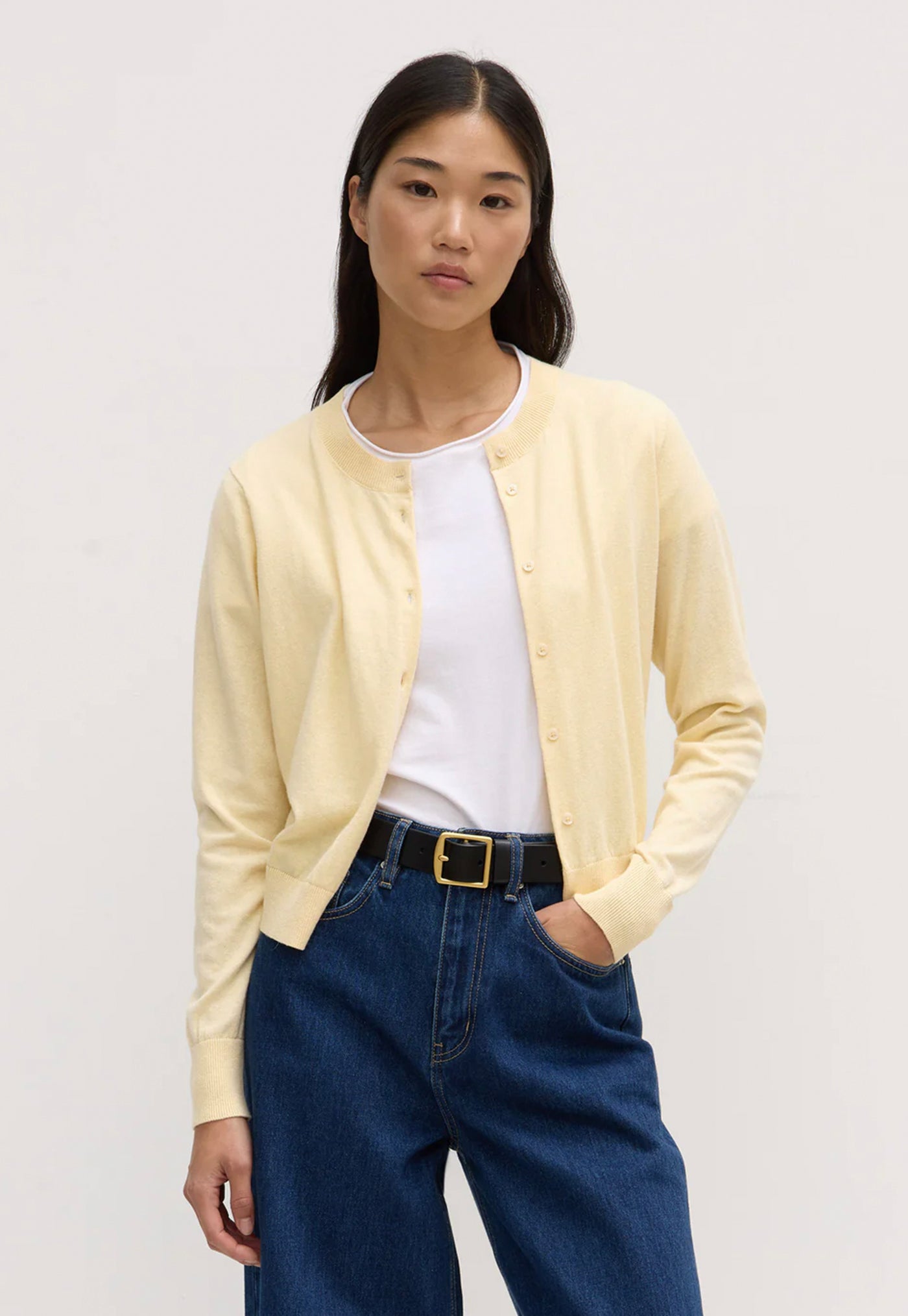 Semra Cotton Cashmere Cardigan - Chamomile