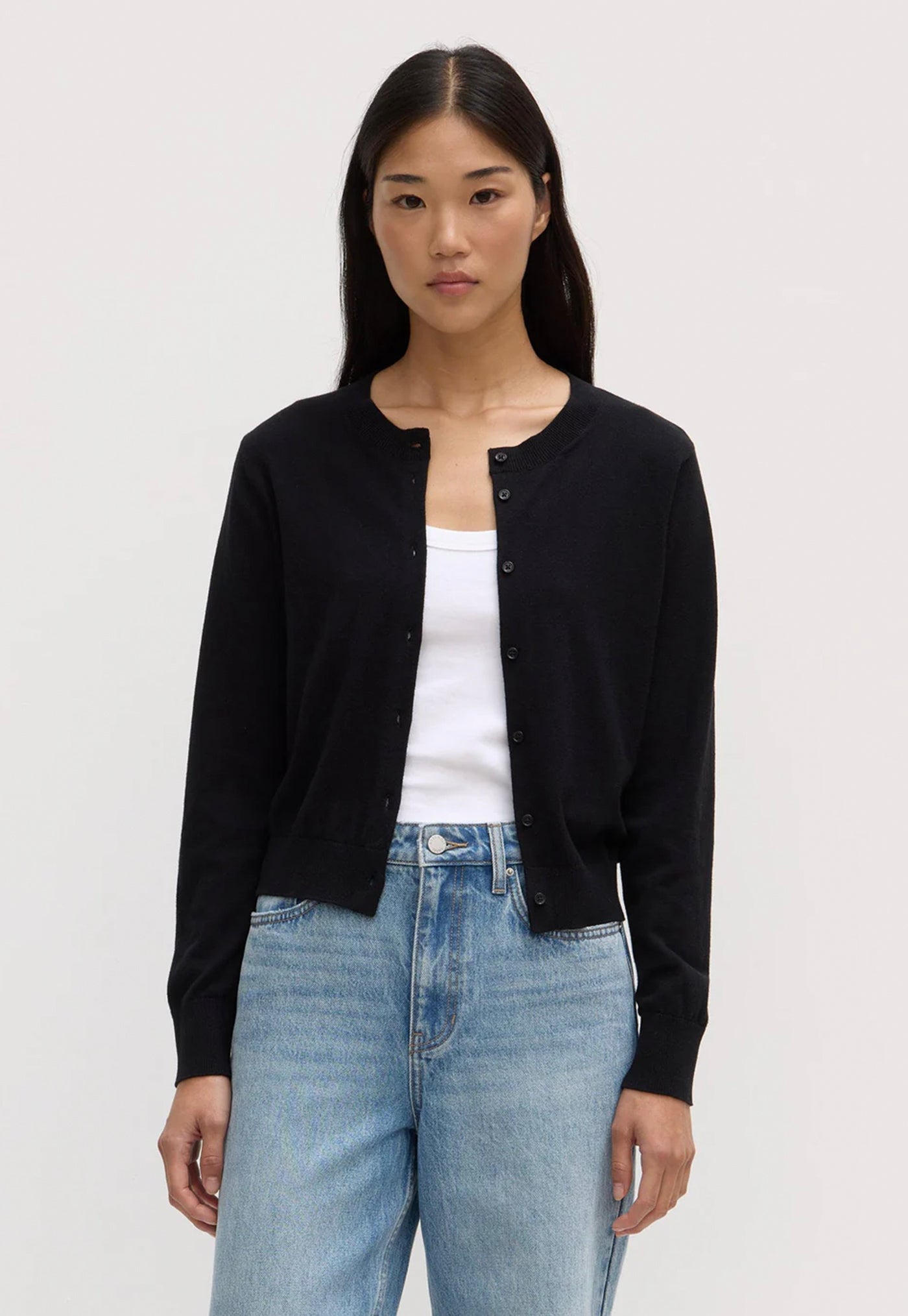 Semra Cotton Cashmere Cardigan - Black