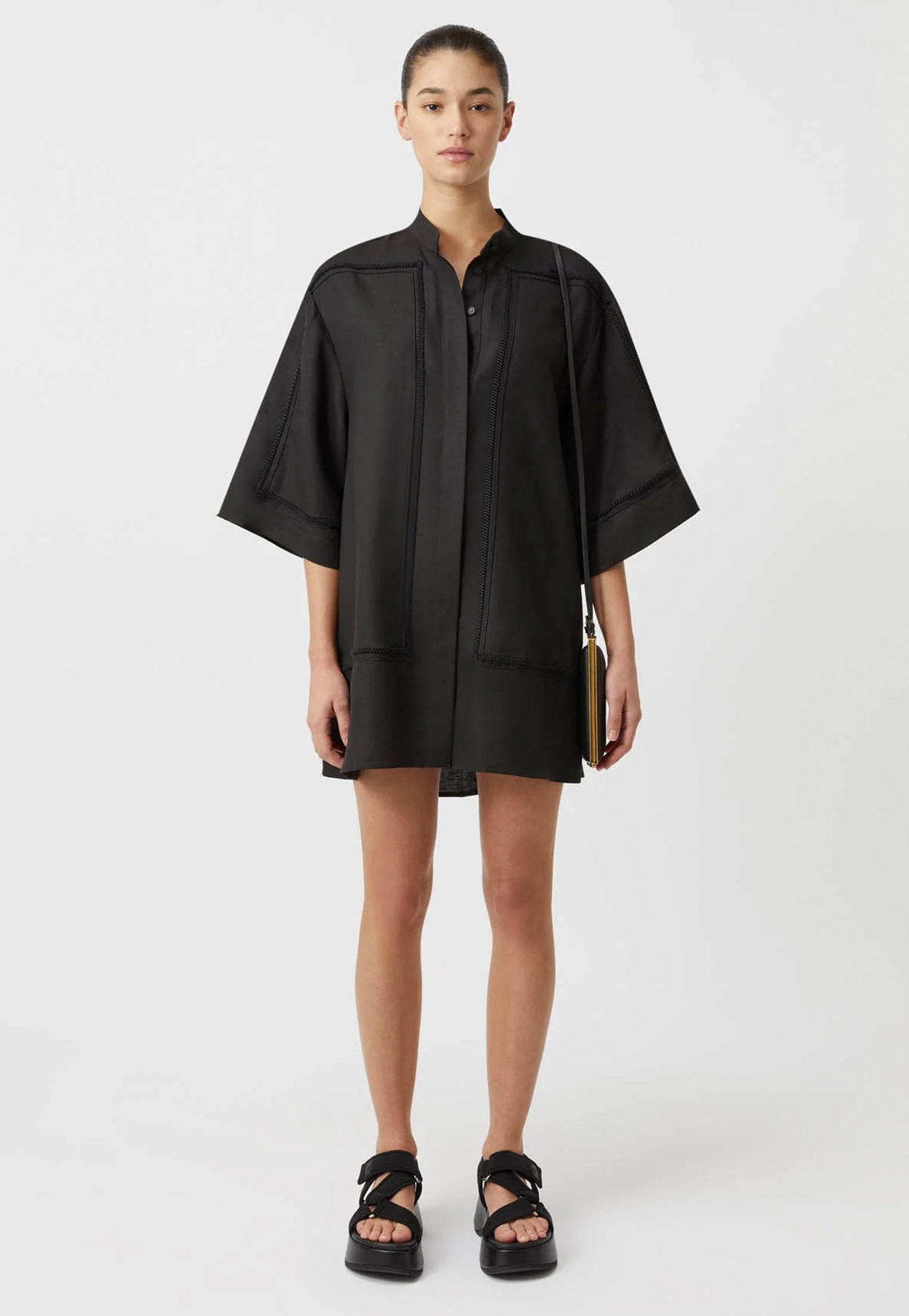 Fortuna Shirt Dress - Black sold by Angel Divine