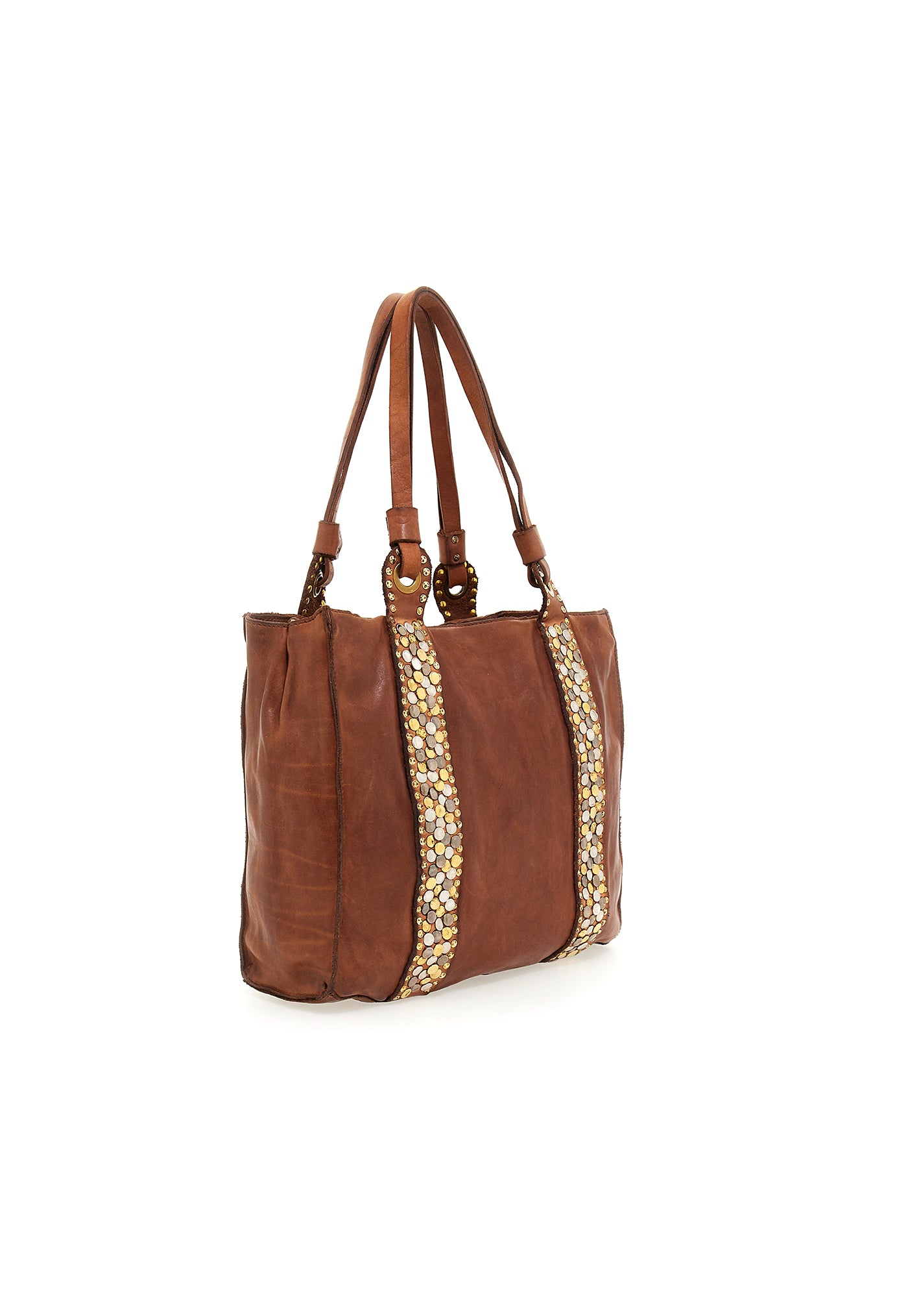 Mix Studs Shopping Bag - Cognac sold by Angel Divine