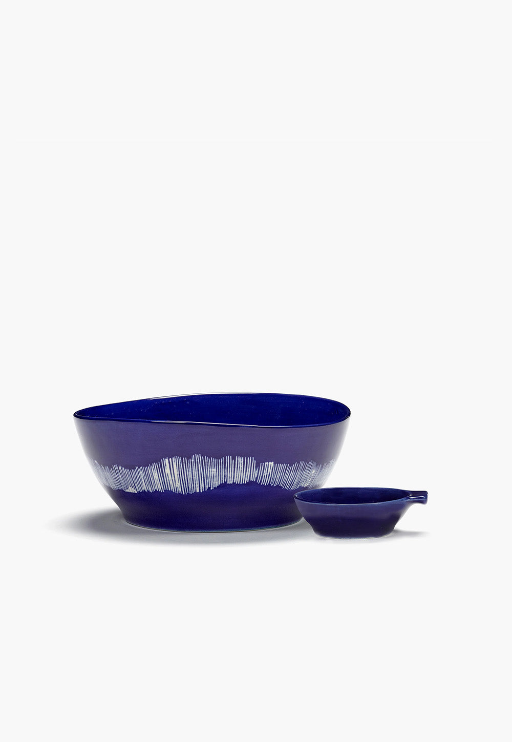 Feast Bowl L Dark Blue Swirl - Stripes White - Set Of 4 sold by Angel Divine