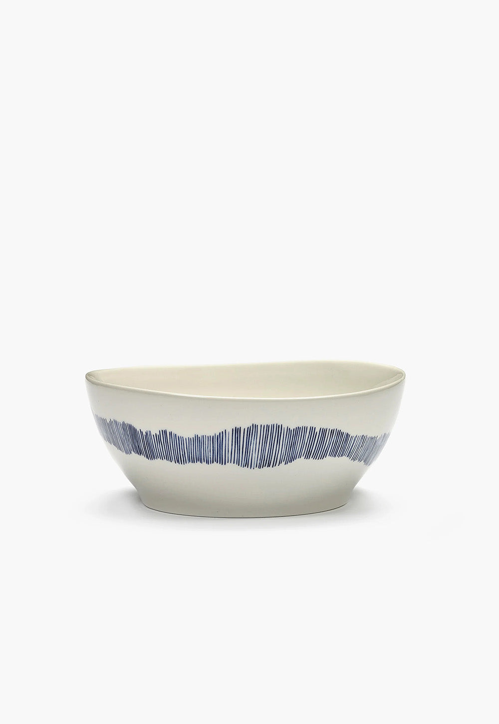 Feast Bowl L White Swirl - Stripes Blue - Set Of 4 sold by Angel Divine