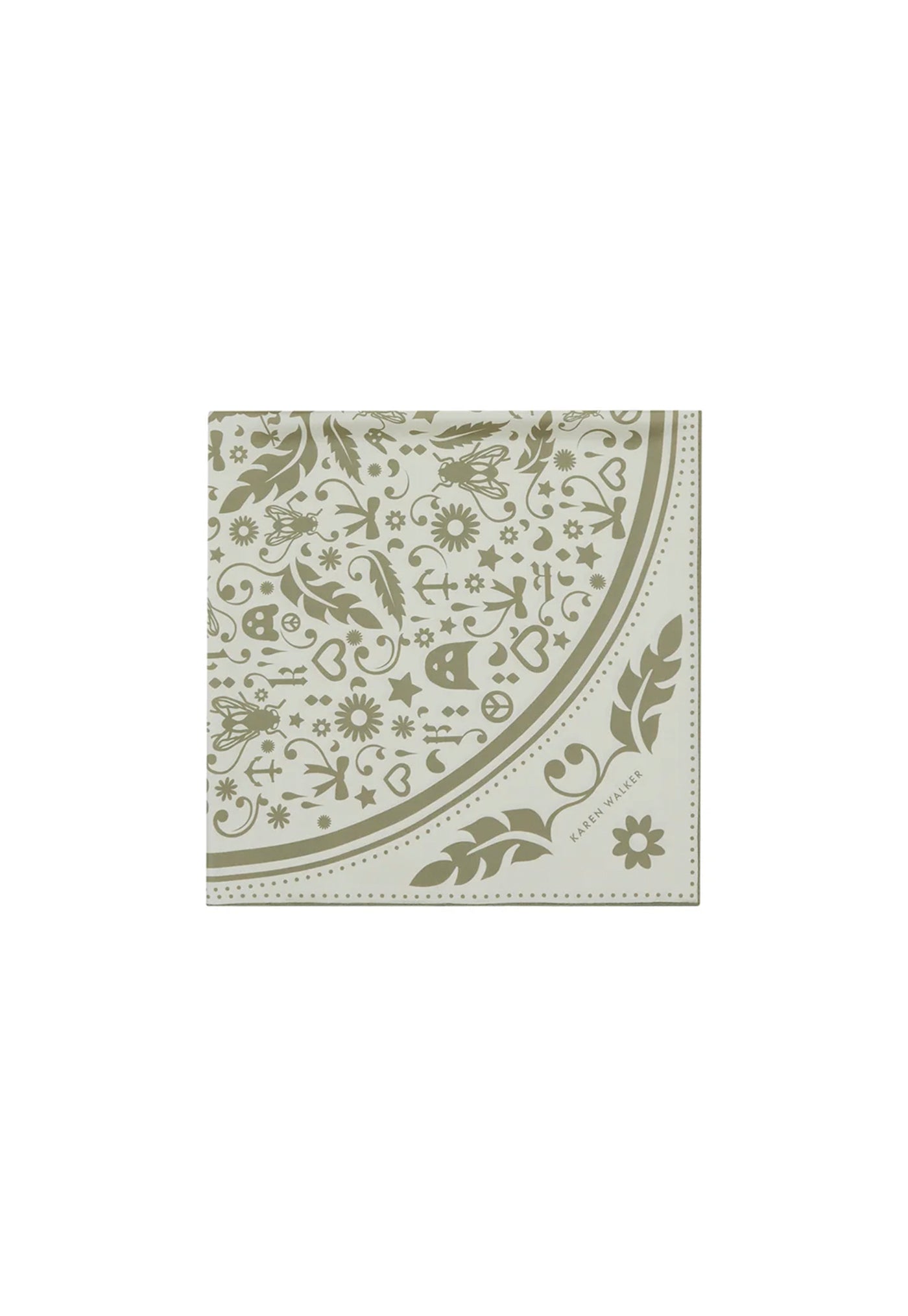 Filigree Classic Silk Scarf - Cream/Olive