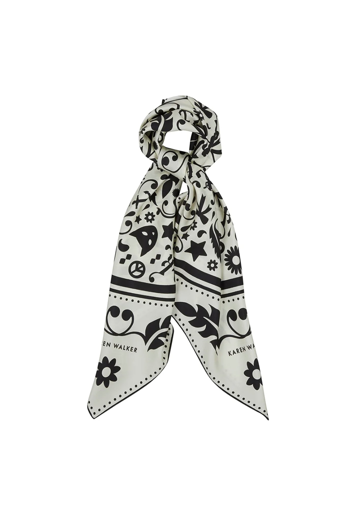 Filigree Classic Silk Scarf - Cream/Black