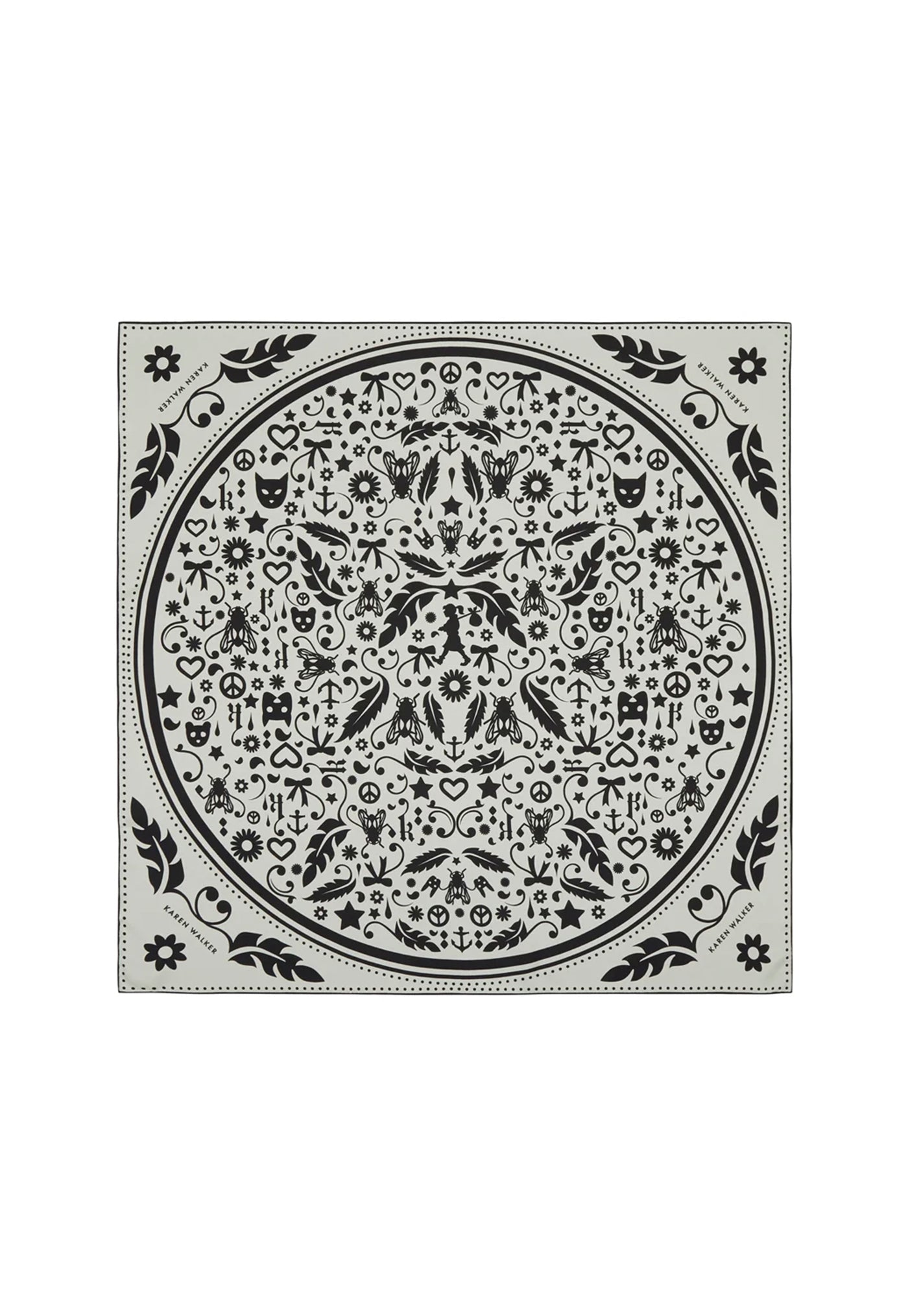 Filigree Classic Silk Scarf - Cream/Black