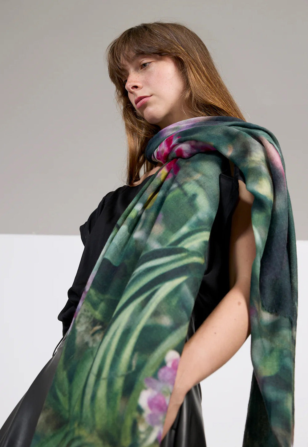 Orchid Jungle Oversized Wool Scarf