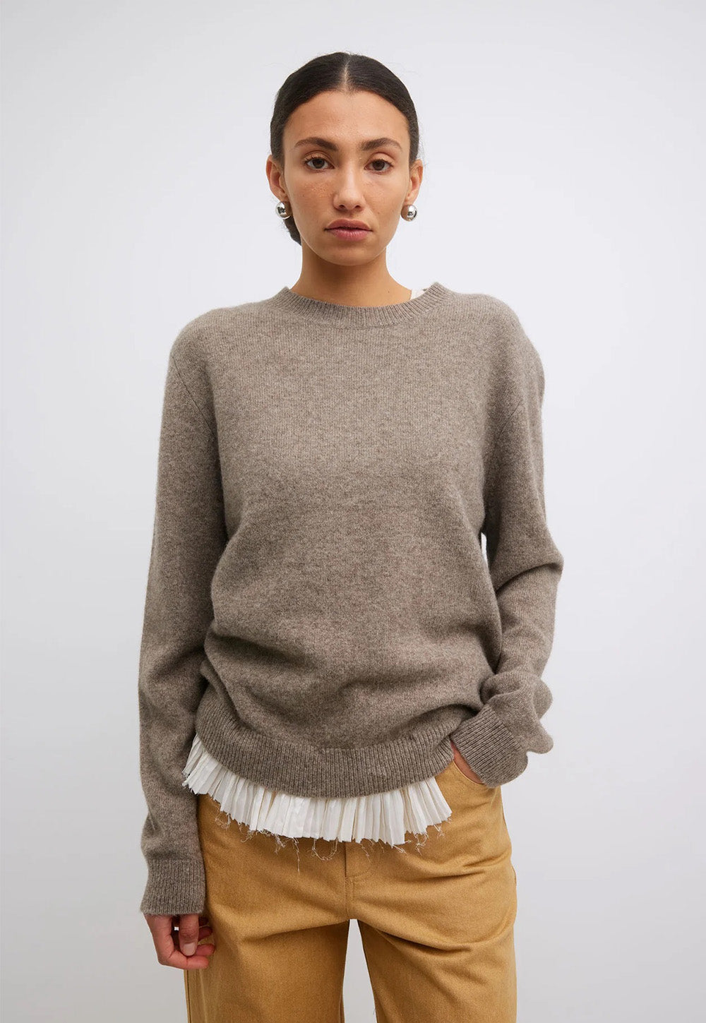 Freddie Jumper - Tobacco With Ruffle Trim