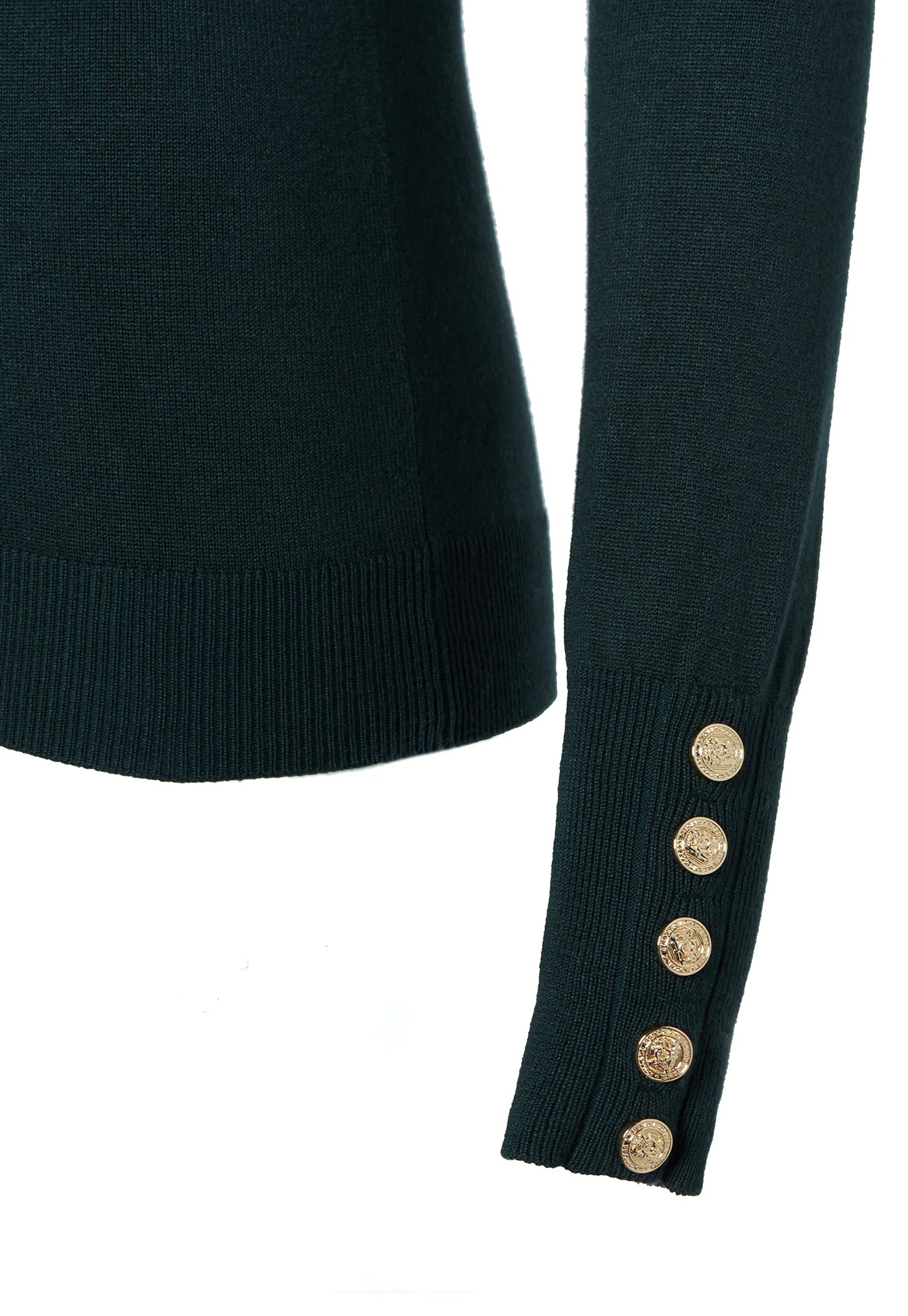 Buttoned Knit Roll Neck - Deep Emerald