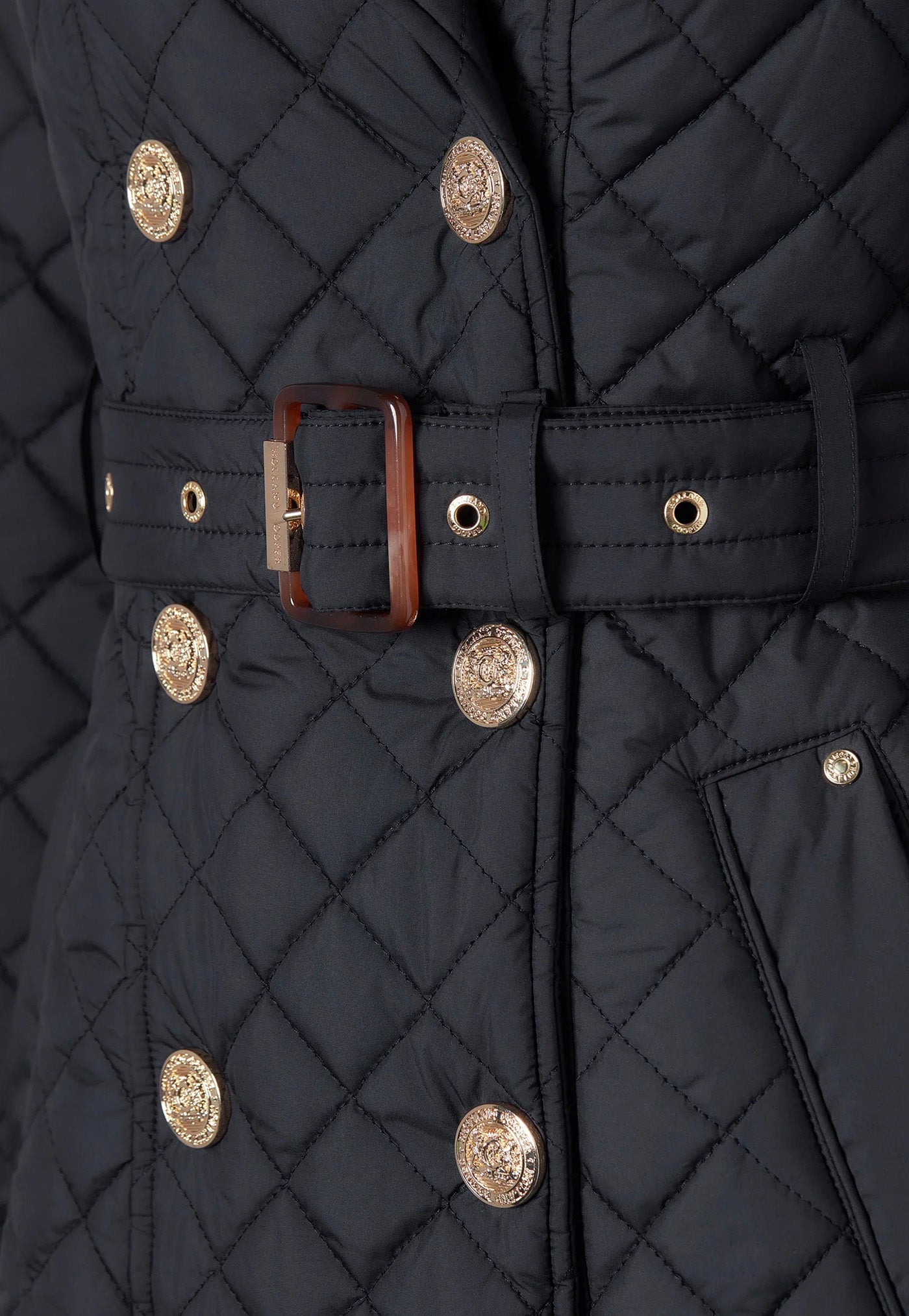 Enstone Quilted Trench Coat - Black Gold sold by Angel Divine