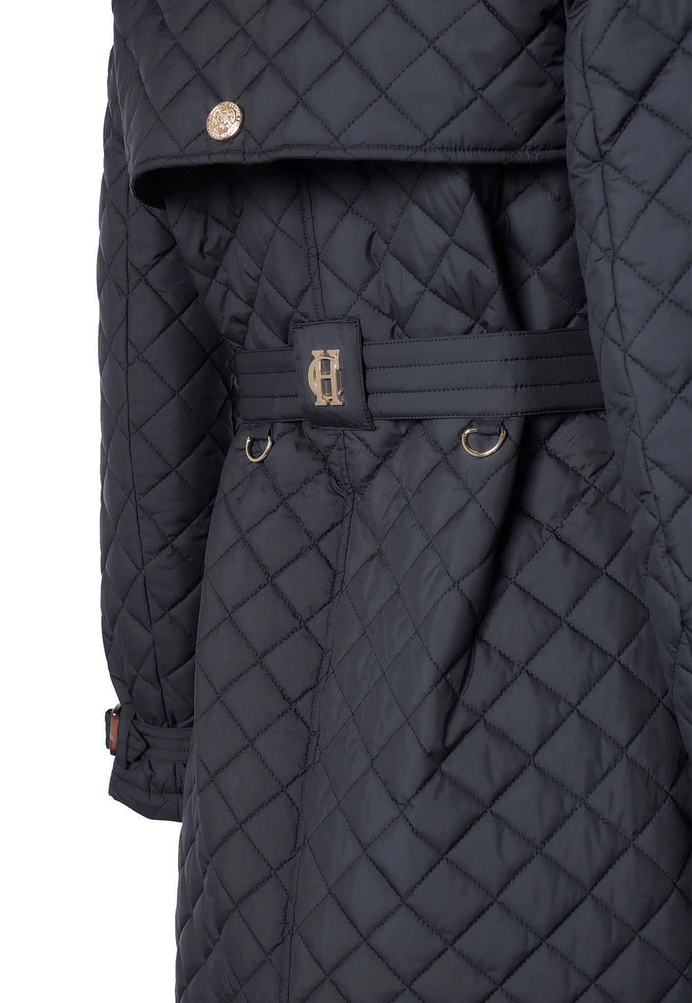 Enstone Quilted Trench Coat - Black Gold sold by Angel Divine