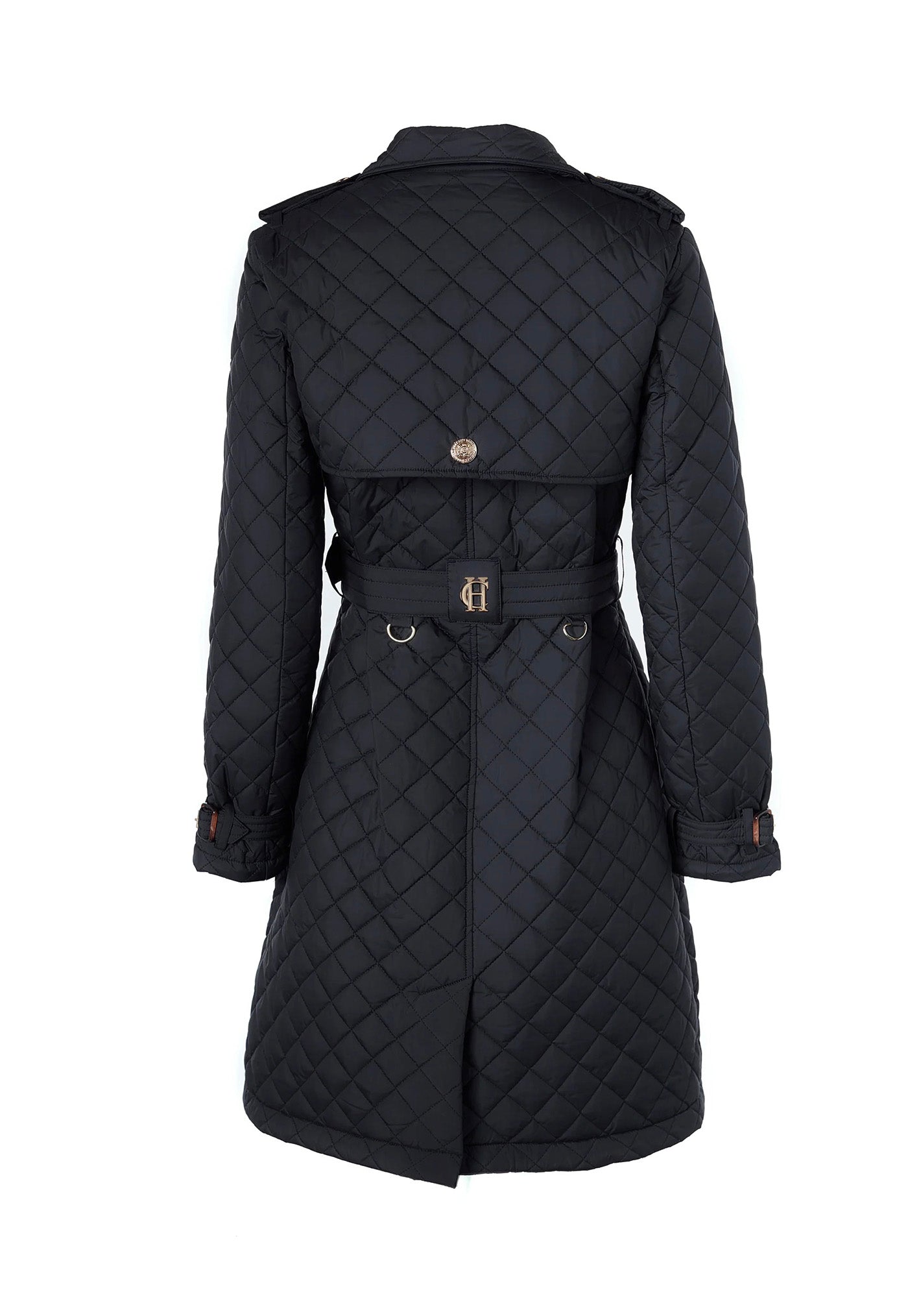 Enstone Quilted Trench Coat - Black Gold sold by Angel Divine