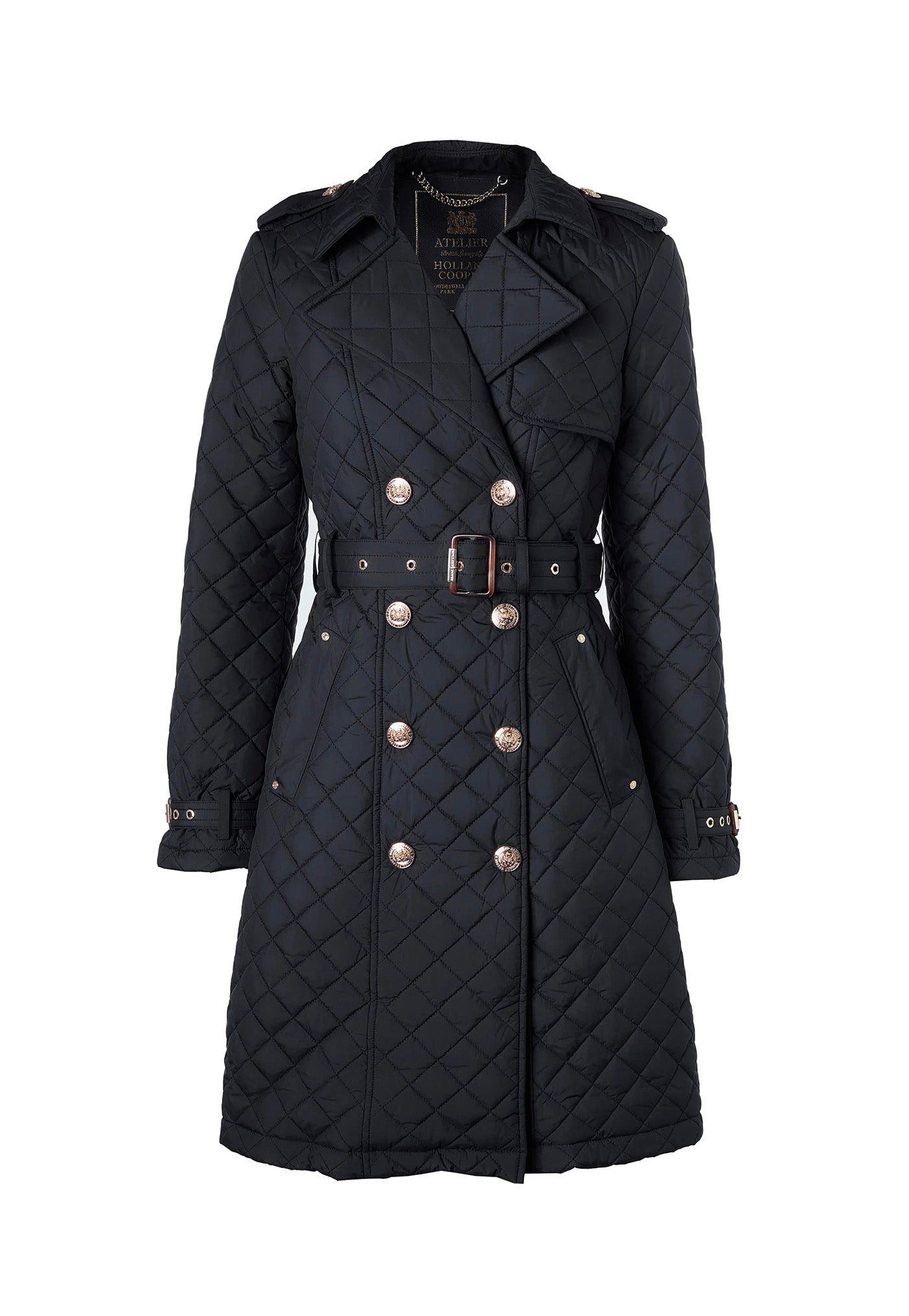 Enstone Quilted Trench Coat - Black Gold sold by Angel Divine