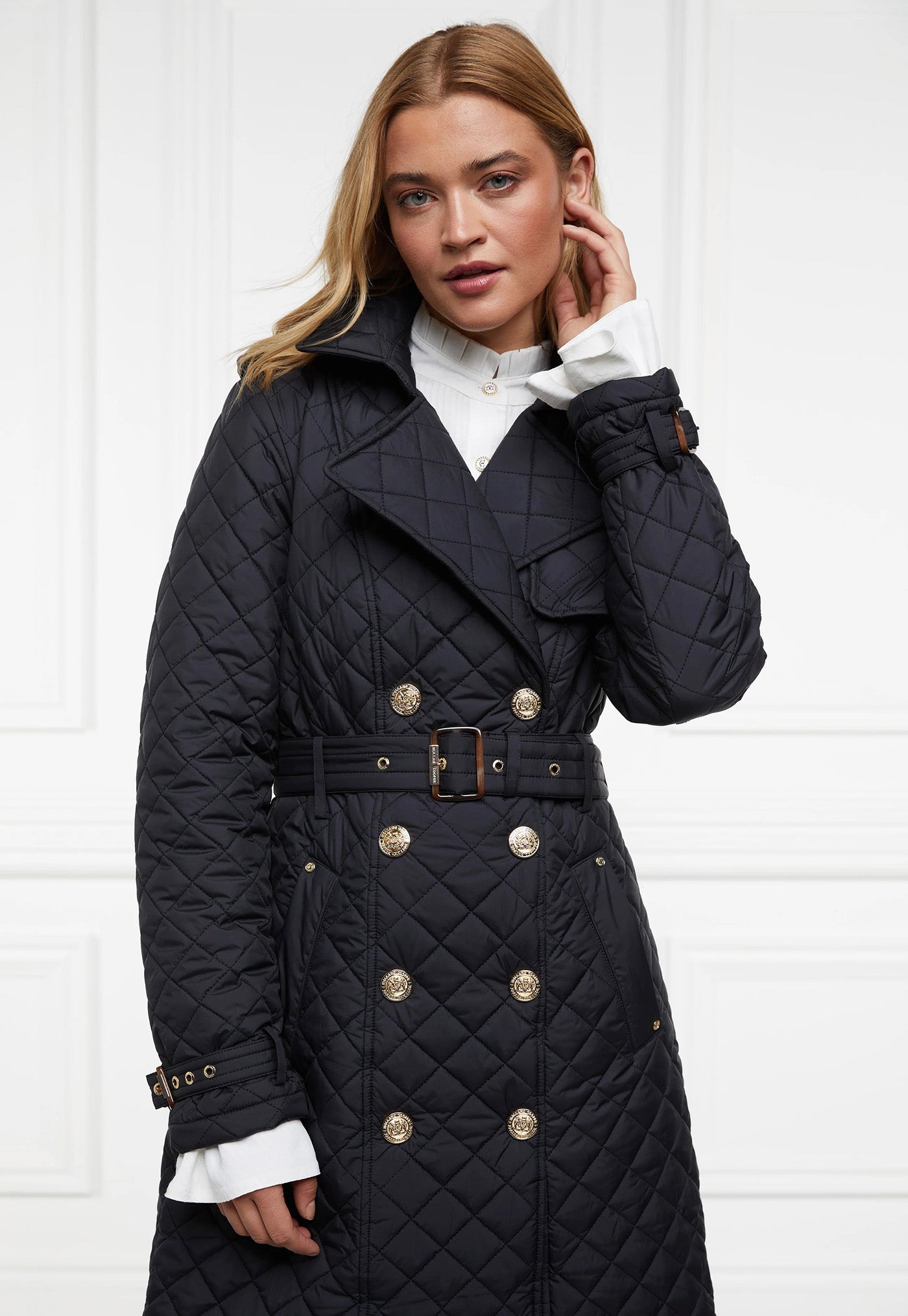 Enstone Quilted Trench Coat - Black Gold sold by Angel Divine