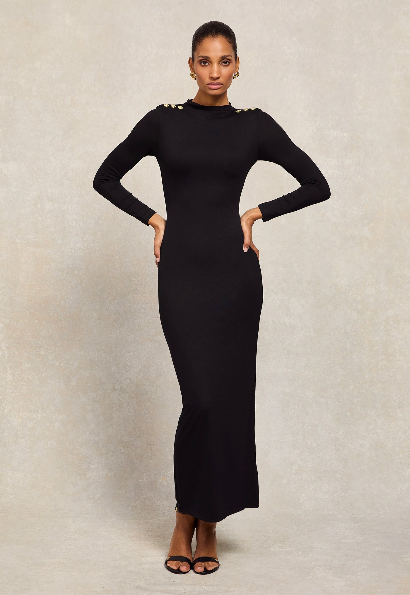 Harper Long Sleeve Maxi Dress - Black