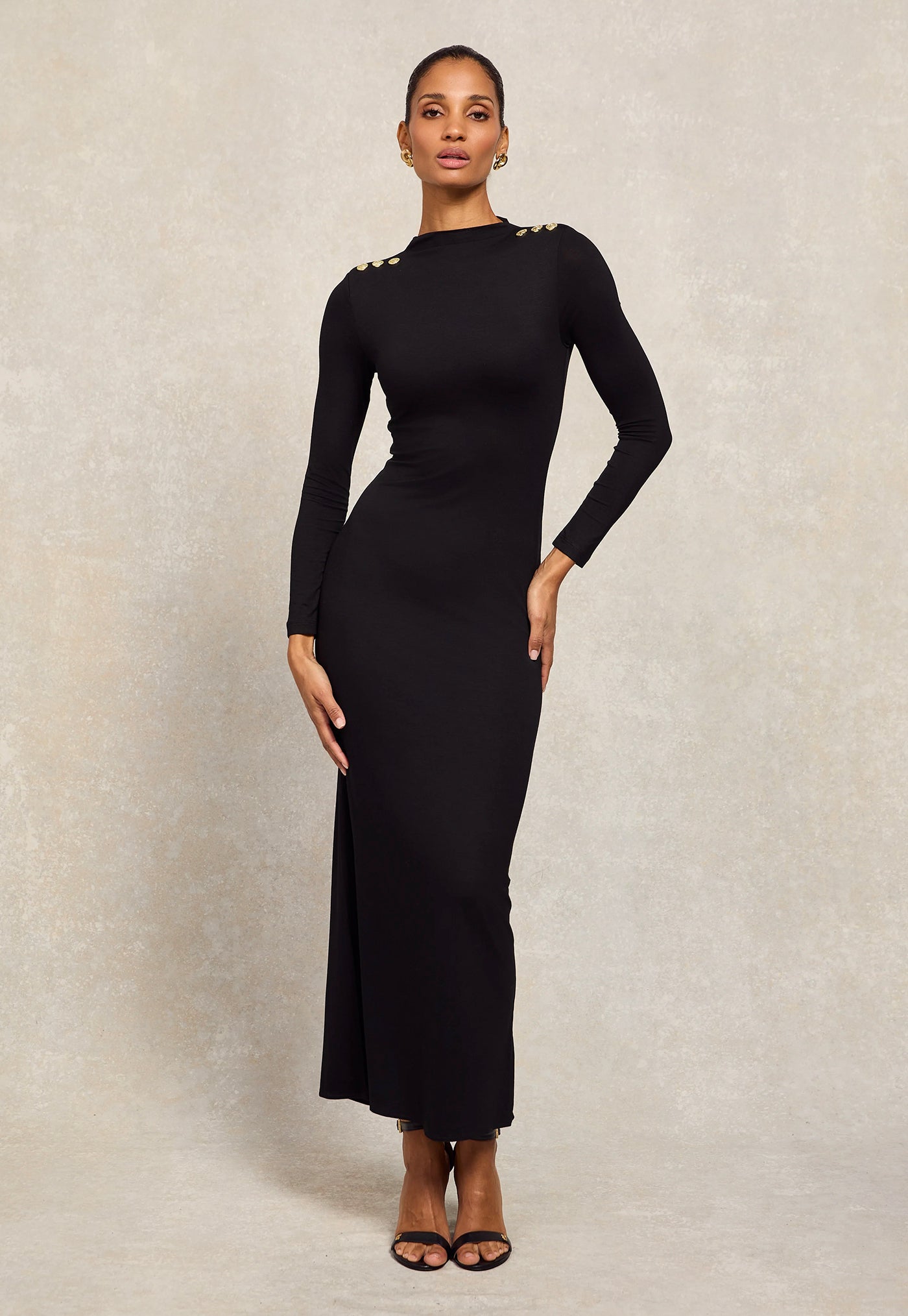 Harper Long Sleeve Maxi Dress - Black