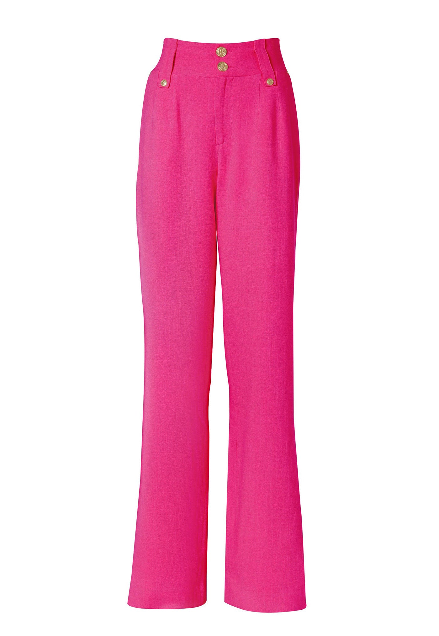 High Waisted Straight Trouser Linen - Hot Pink sold by Angel Divine