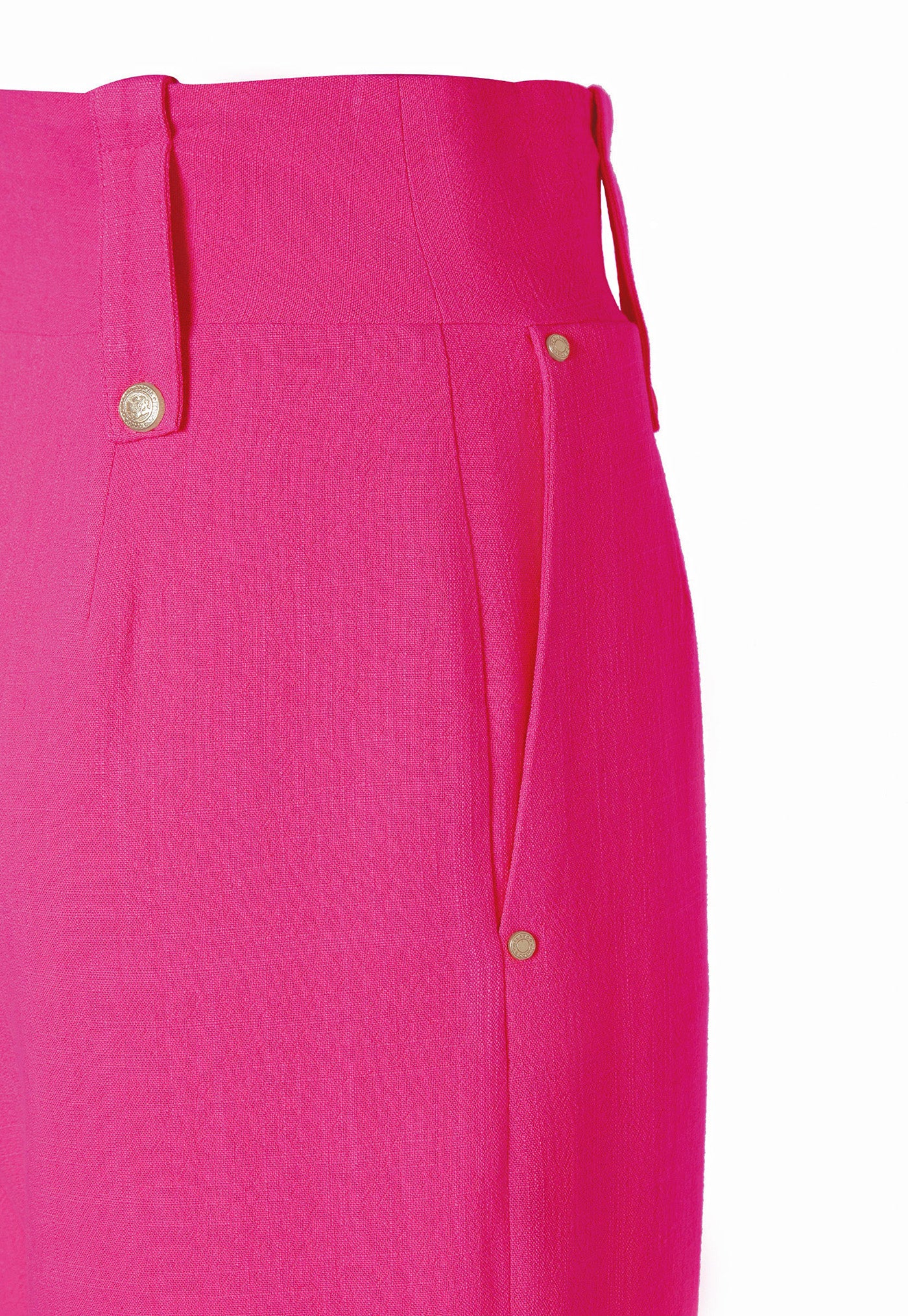 High Waisted Straight Trouser Linen - Hot Pink sold by Angel Divine