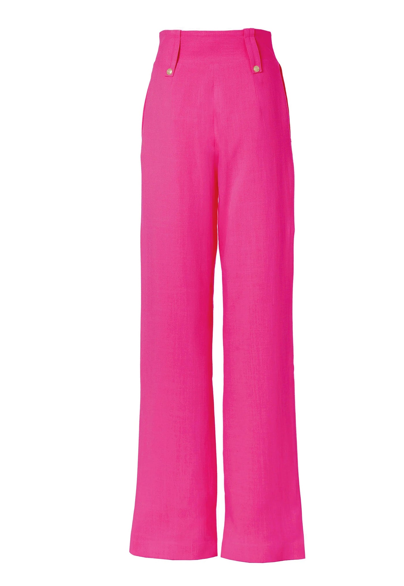 High Waisted Straight Trouser Linen - Hot Pink sold by Angel Divine