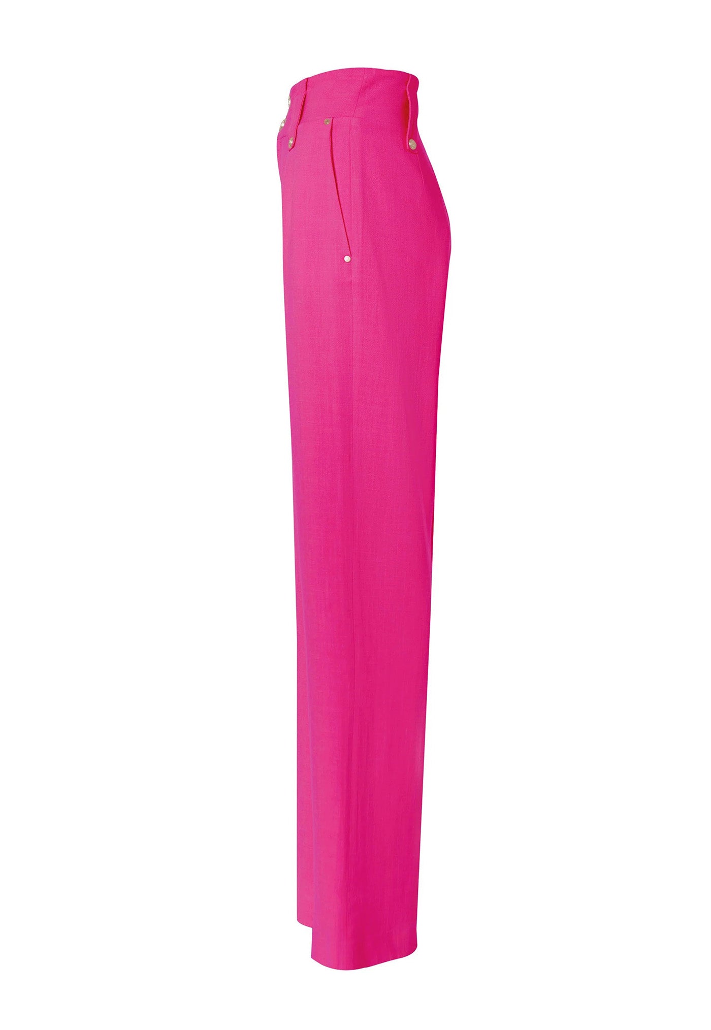 High Waisted Straight Trouser Linen - Hot Pink sold by Angel Divine