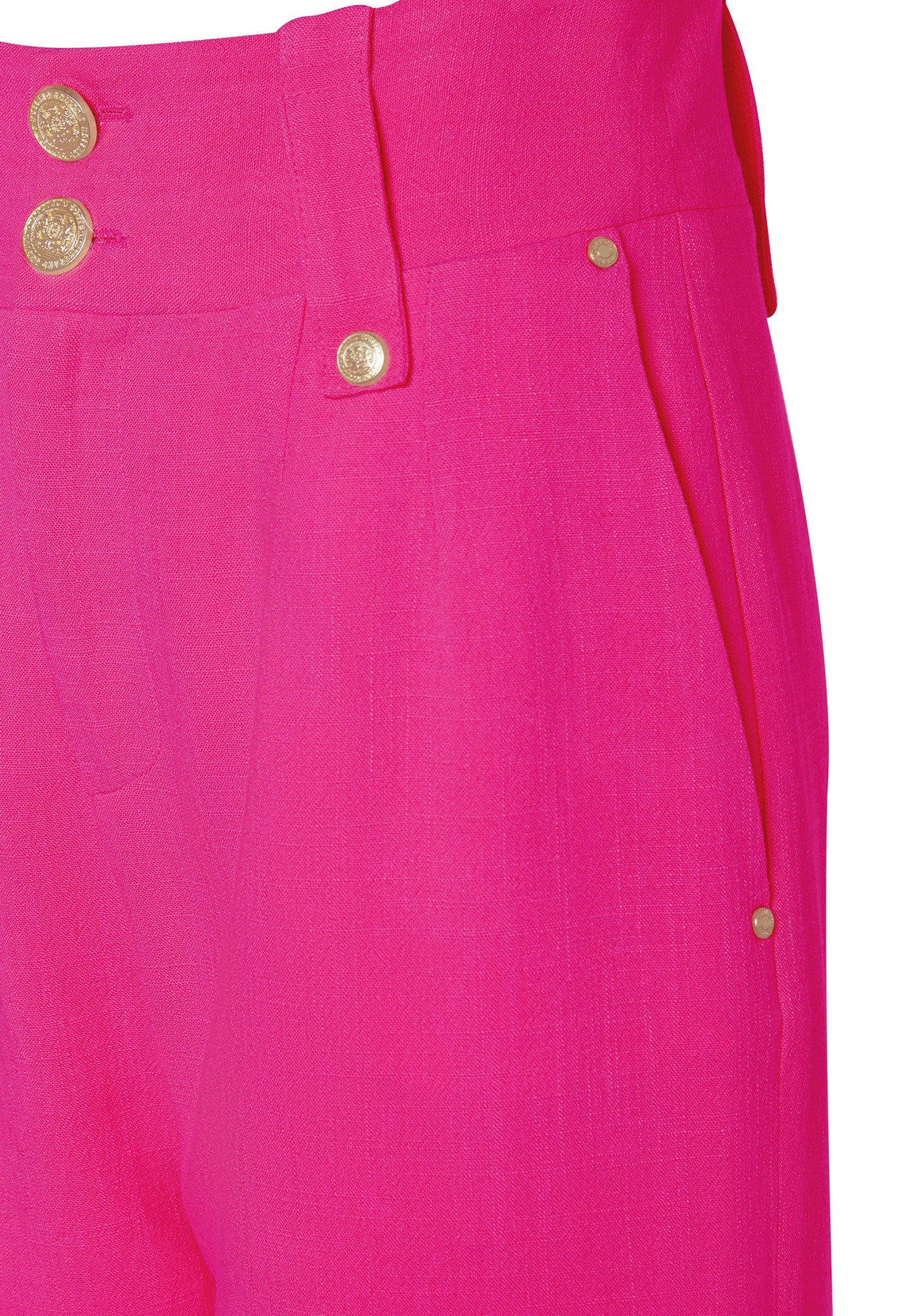 High Waisted Straight Trouser Linen - Hot Pink sold by Angel Divine