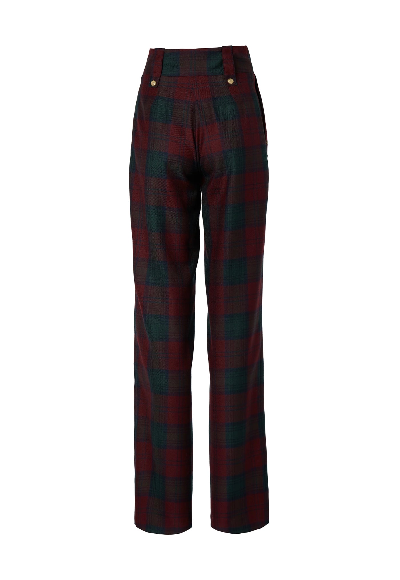 High Waisted Straight Trouser - Mulberry Tartan