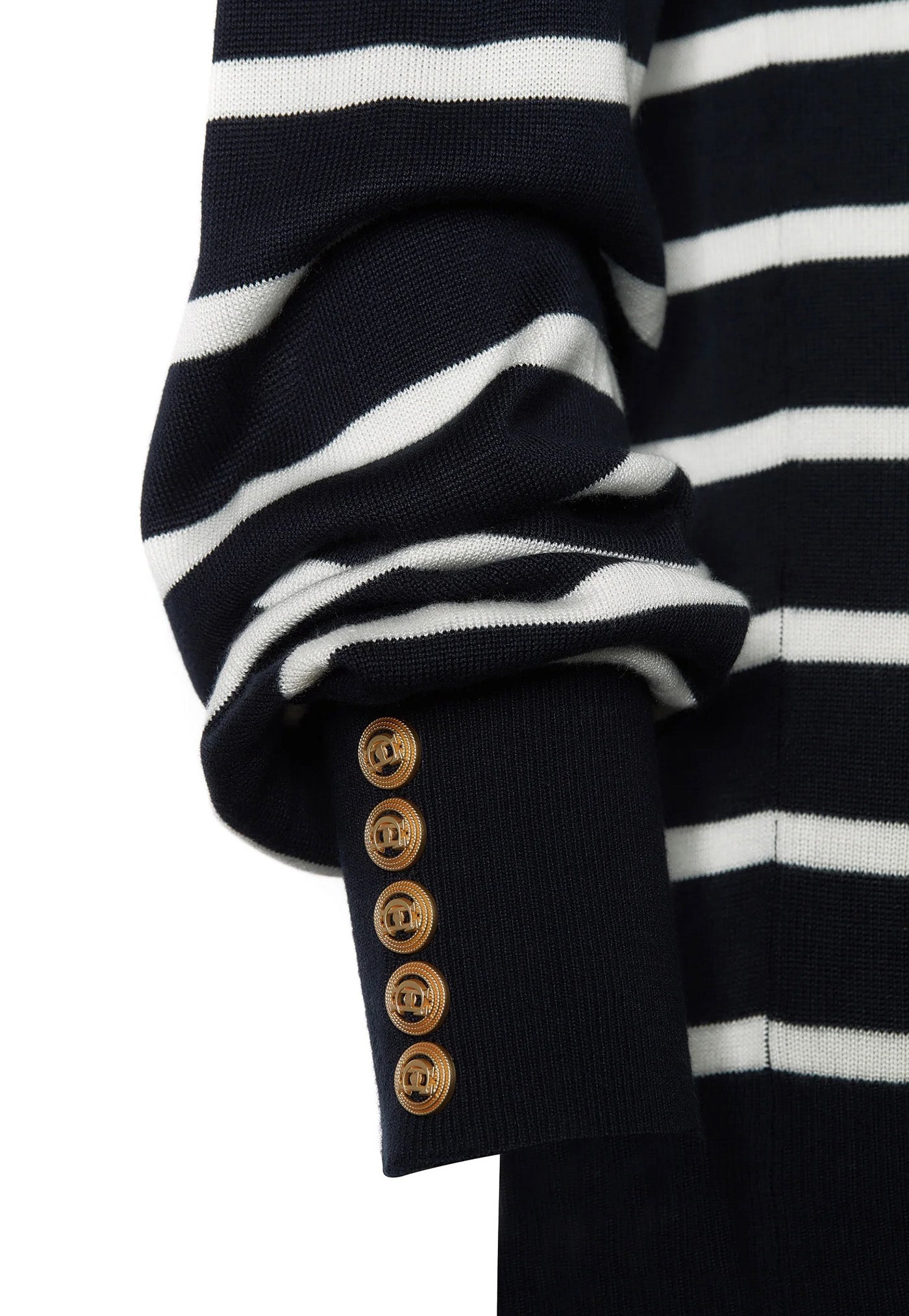 Kelsie Roll Neck Knit - Ink Navy Natural Stripe sold by Angel Divine