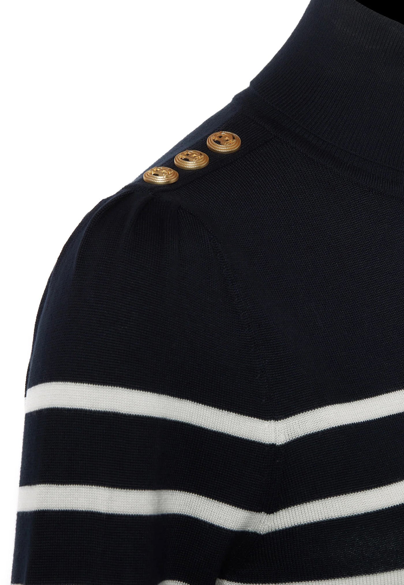 Kelsie Roll Neck Knit - Ink Navy Natural Stripe sold by Angel Divine