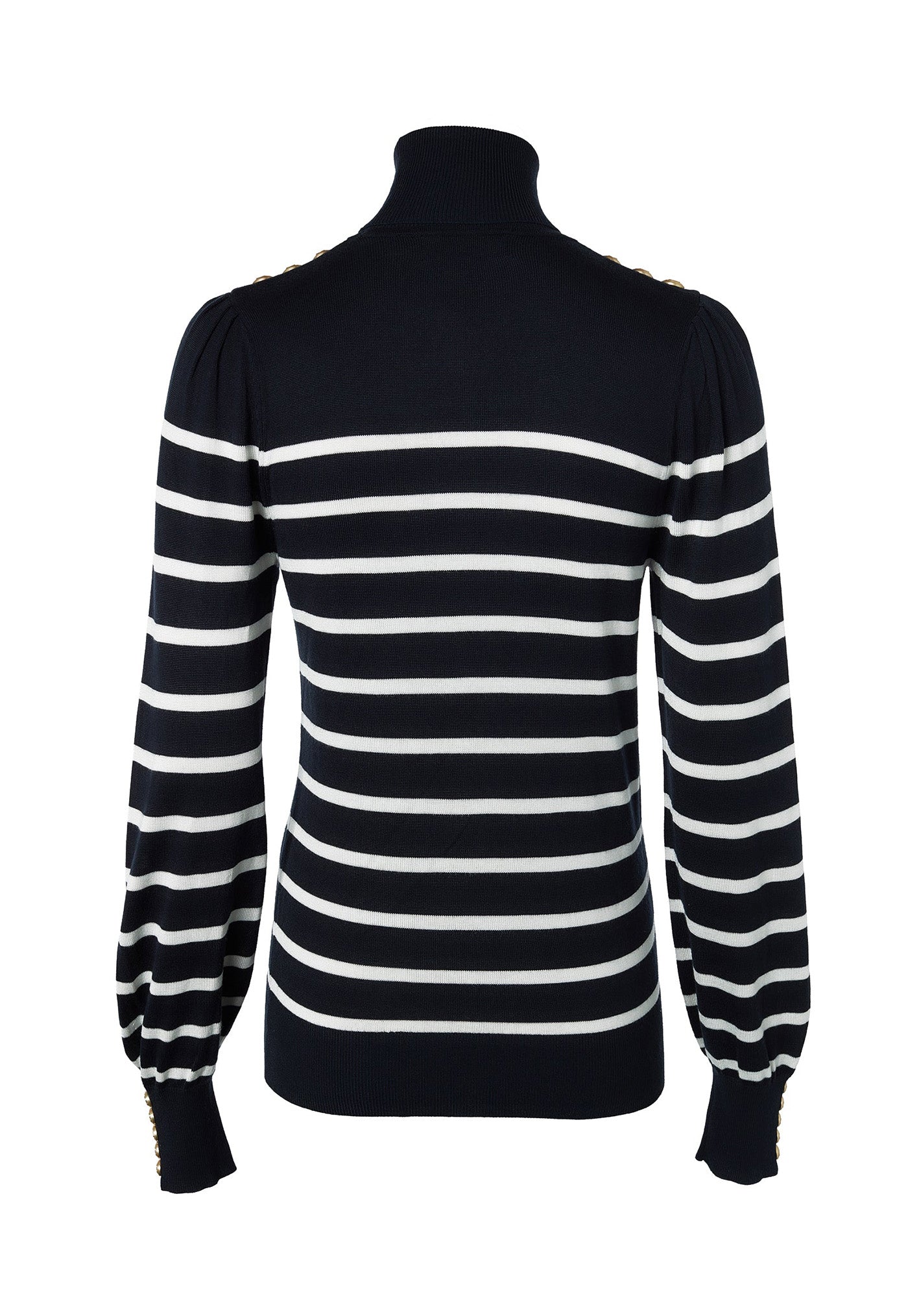 Kelsie Roll Neck Knit - Ink Navy Natural Stripe sold by Angel Divine