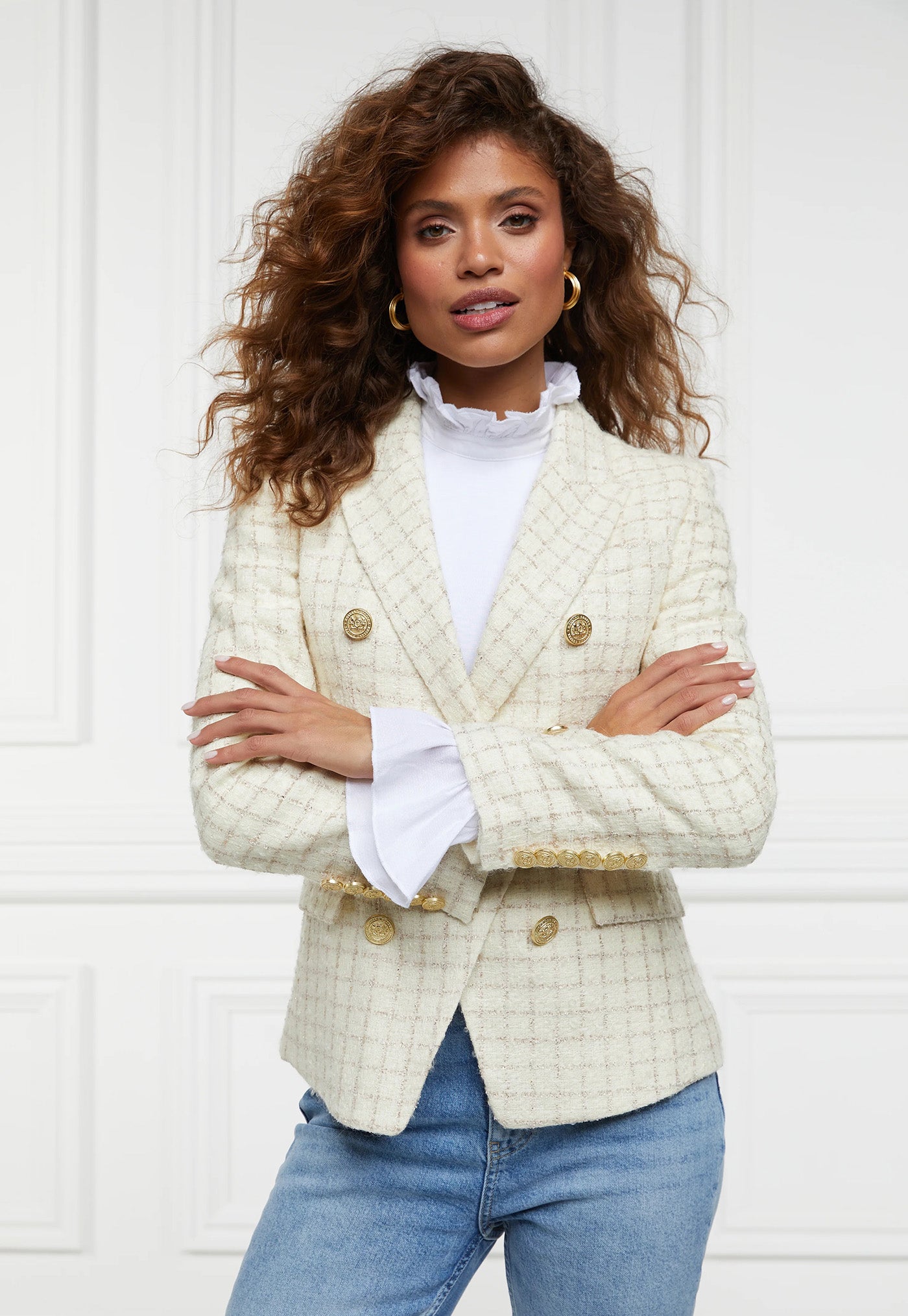 Knightsbridge Blazer - Ivory Sparkle Tweed sold by Angel Divine