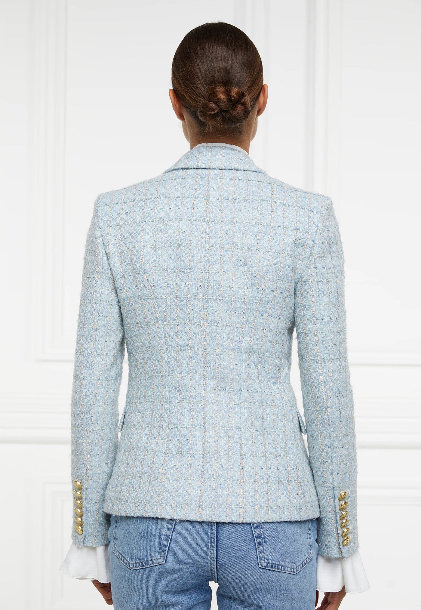 Knightsbridge Blazer - Sky Blue Boucle sold by Angel Divine