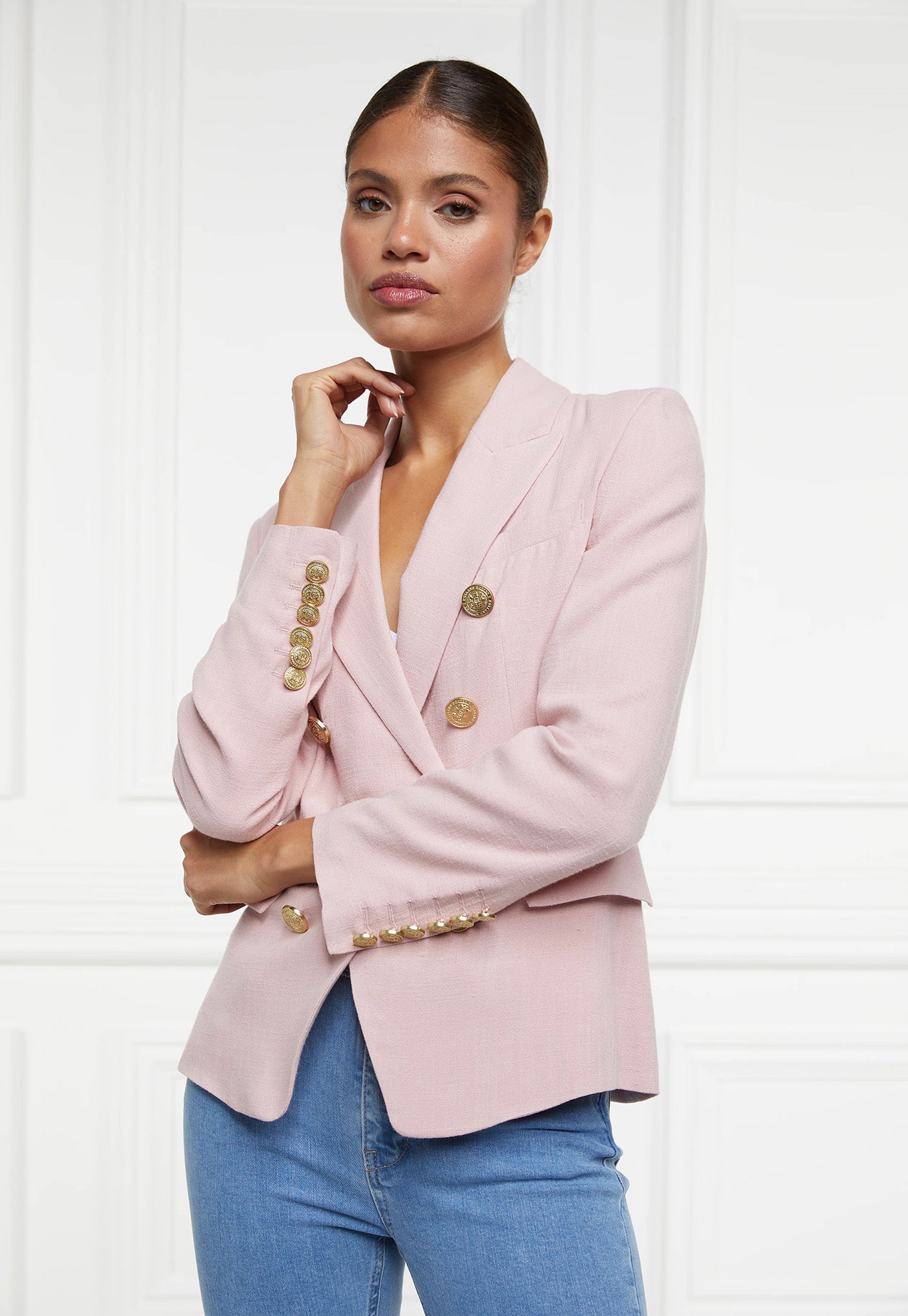 Knightsbridge Linen Blazer - Pink sold by Angel Divine