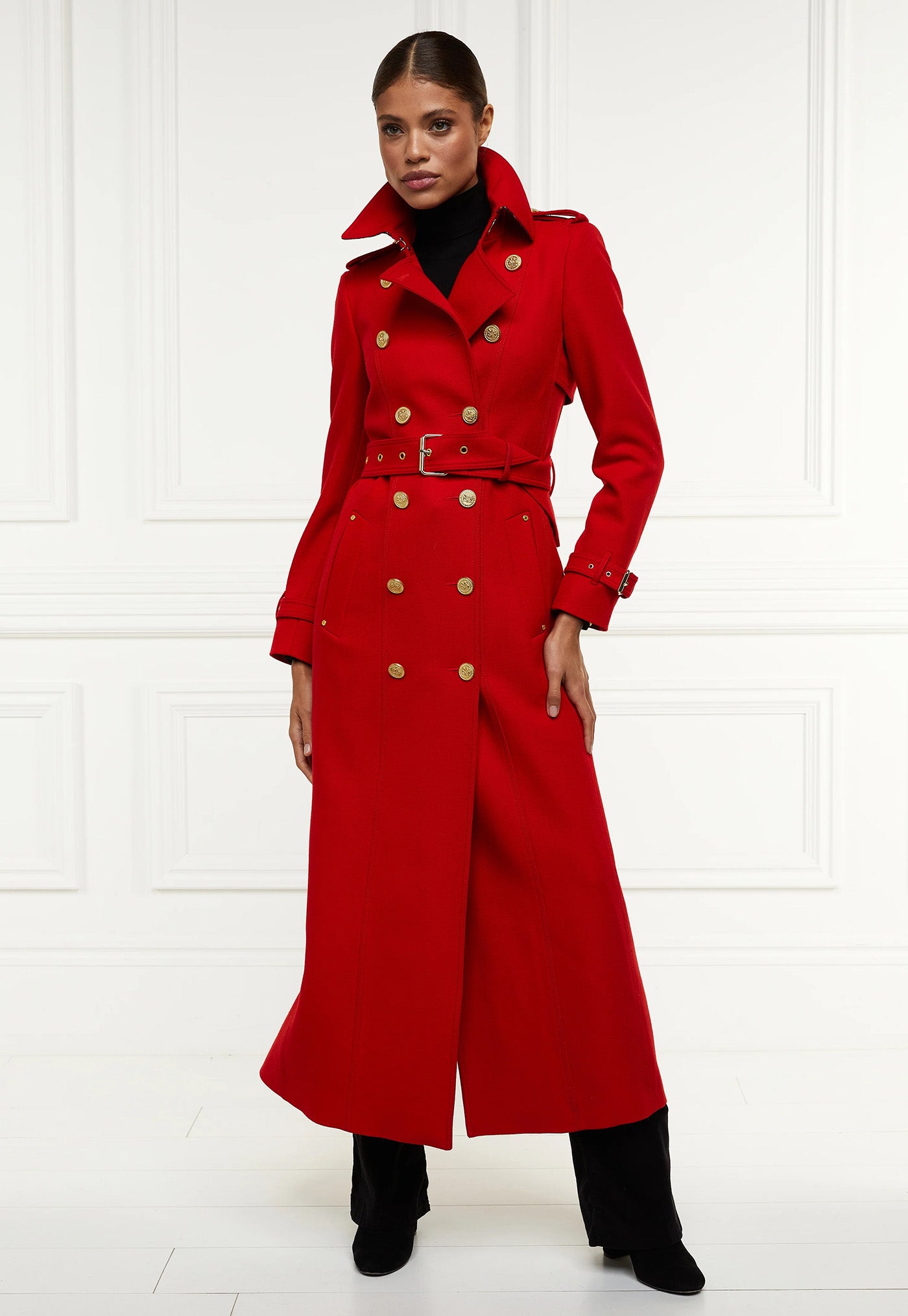 Marlborough Trench Coat Full Length - Red Barathea sold by Angel Divine