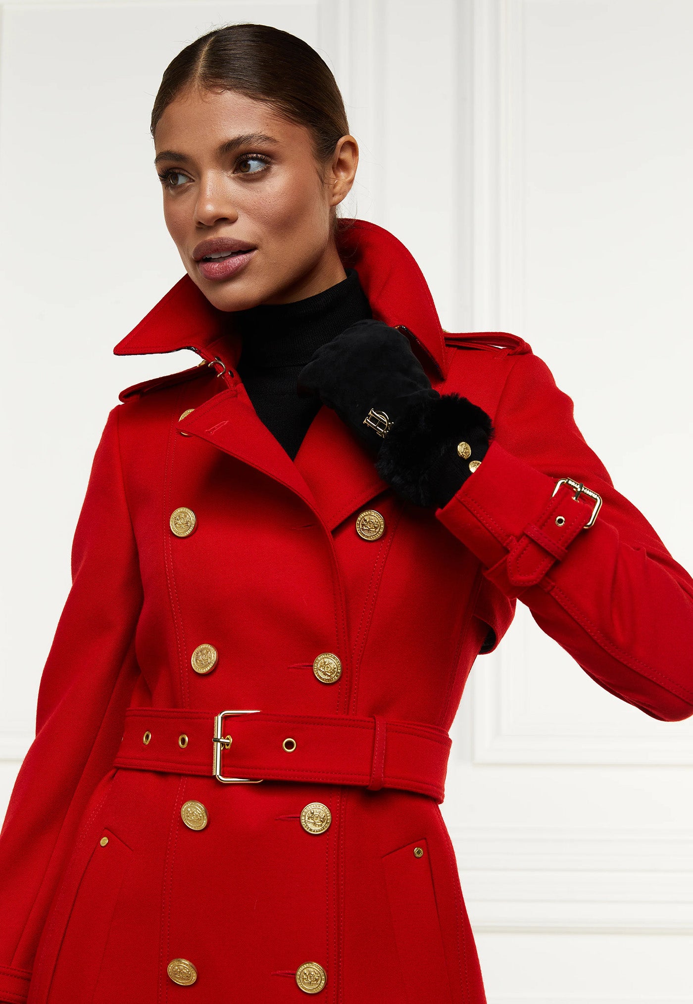 Marlborough Trench Coat Full Length - Red Barathea sold by Angel Divine