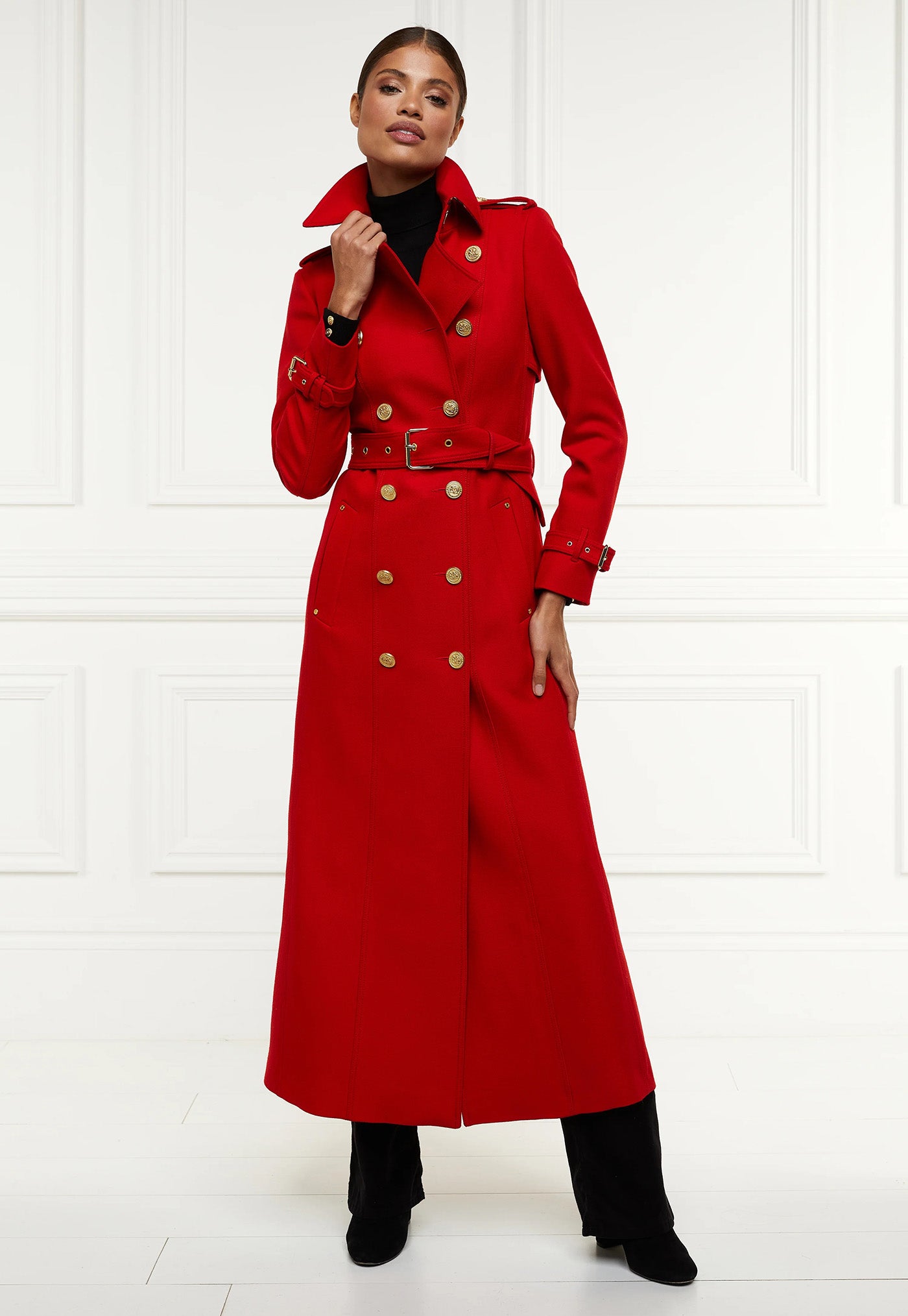 Marlborough Trench Coat Full Length - Red Barathea sold by Angel Divine