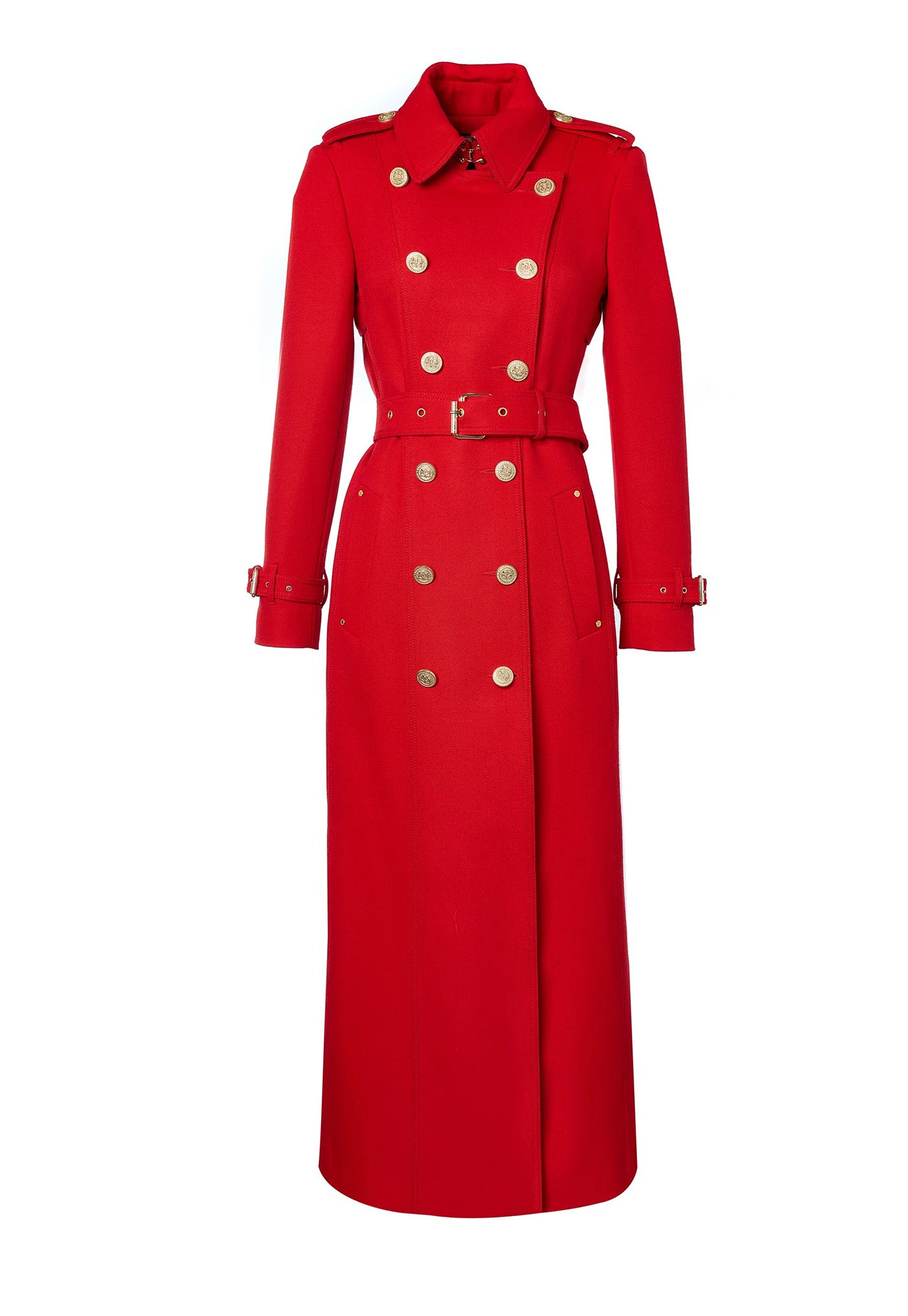 Marlborough Trench Coat Full Length - Red Barathea sold by Angel Divine