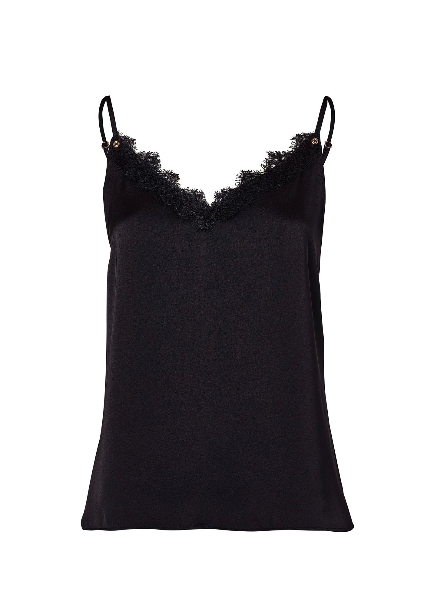 Satin Lace Cami - Black