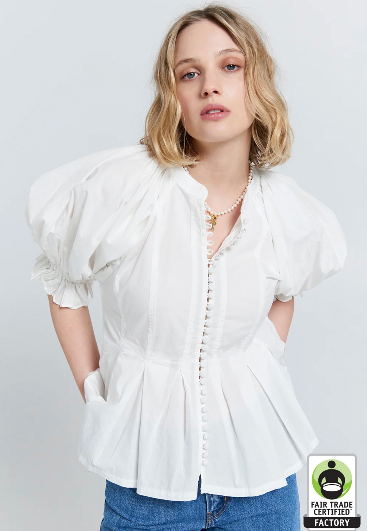 Organic Cotton Melody Top - Off White Shirting sold by Angel Divine