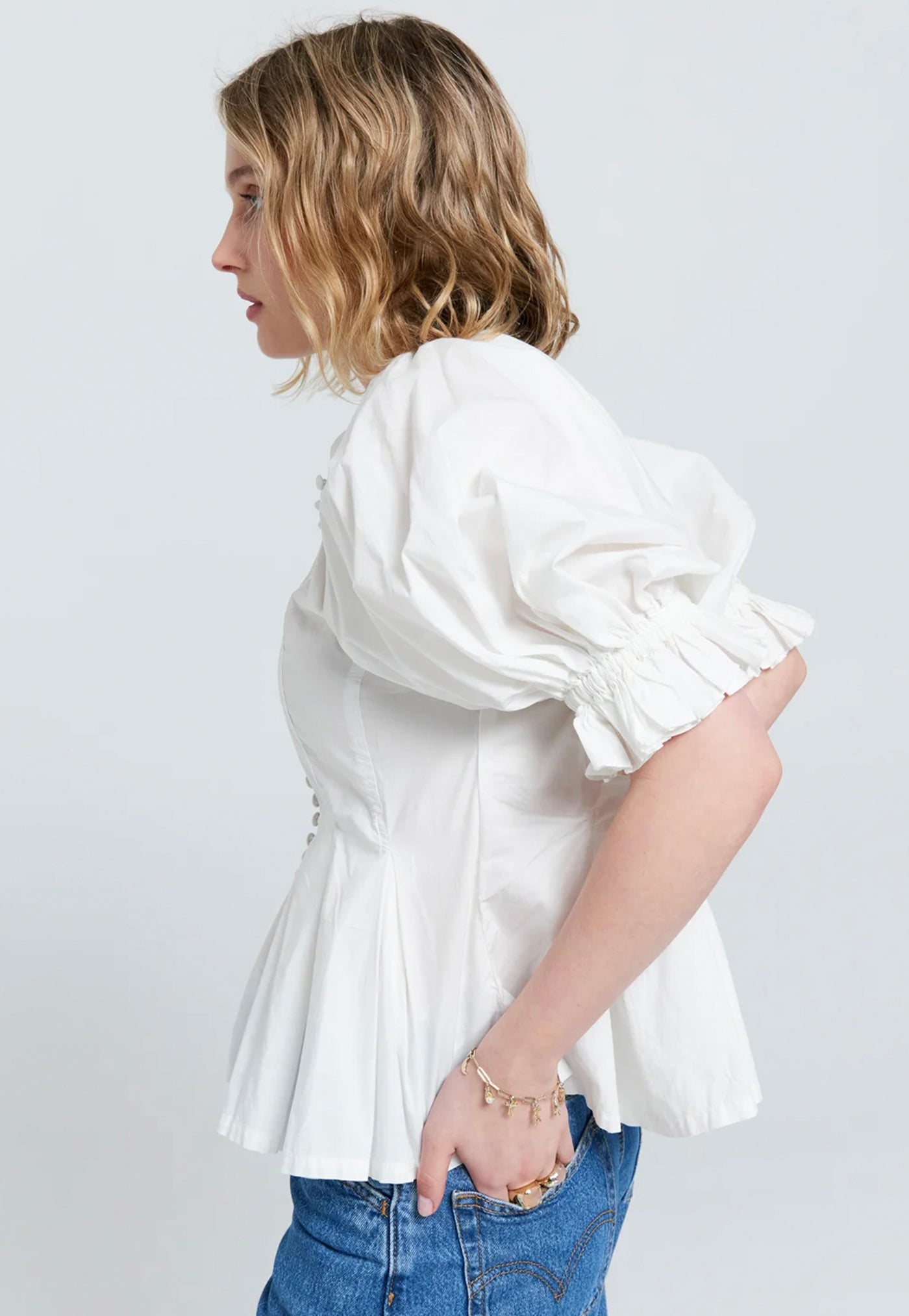 Organic Cotton Melody Top - Off White Shirting sold by Angel Divine