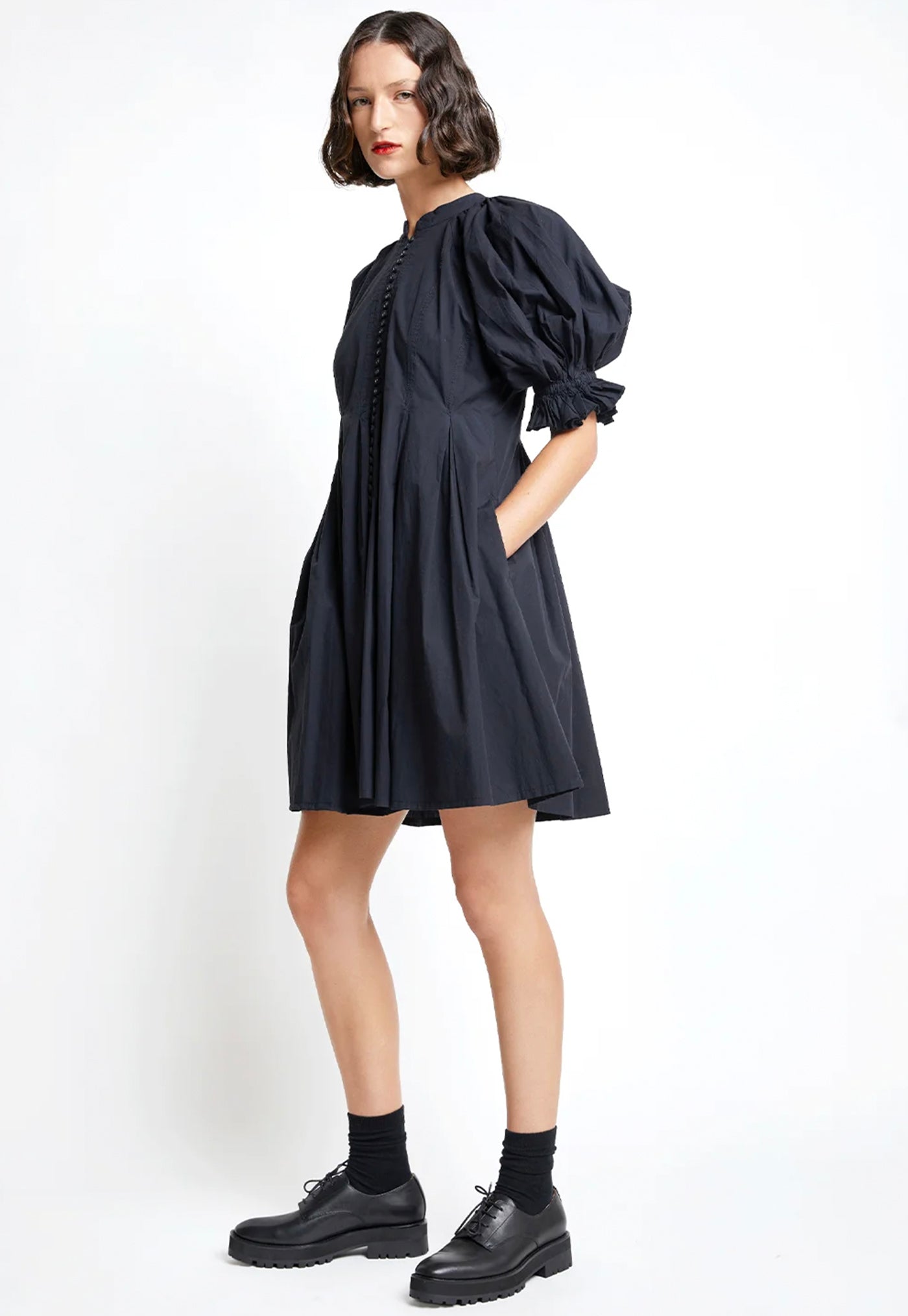 Organic Cotton Melody Dress - Black Shirting sold by Angel Divine