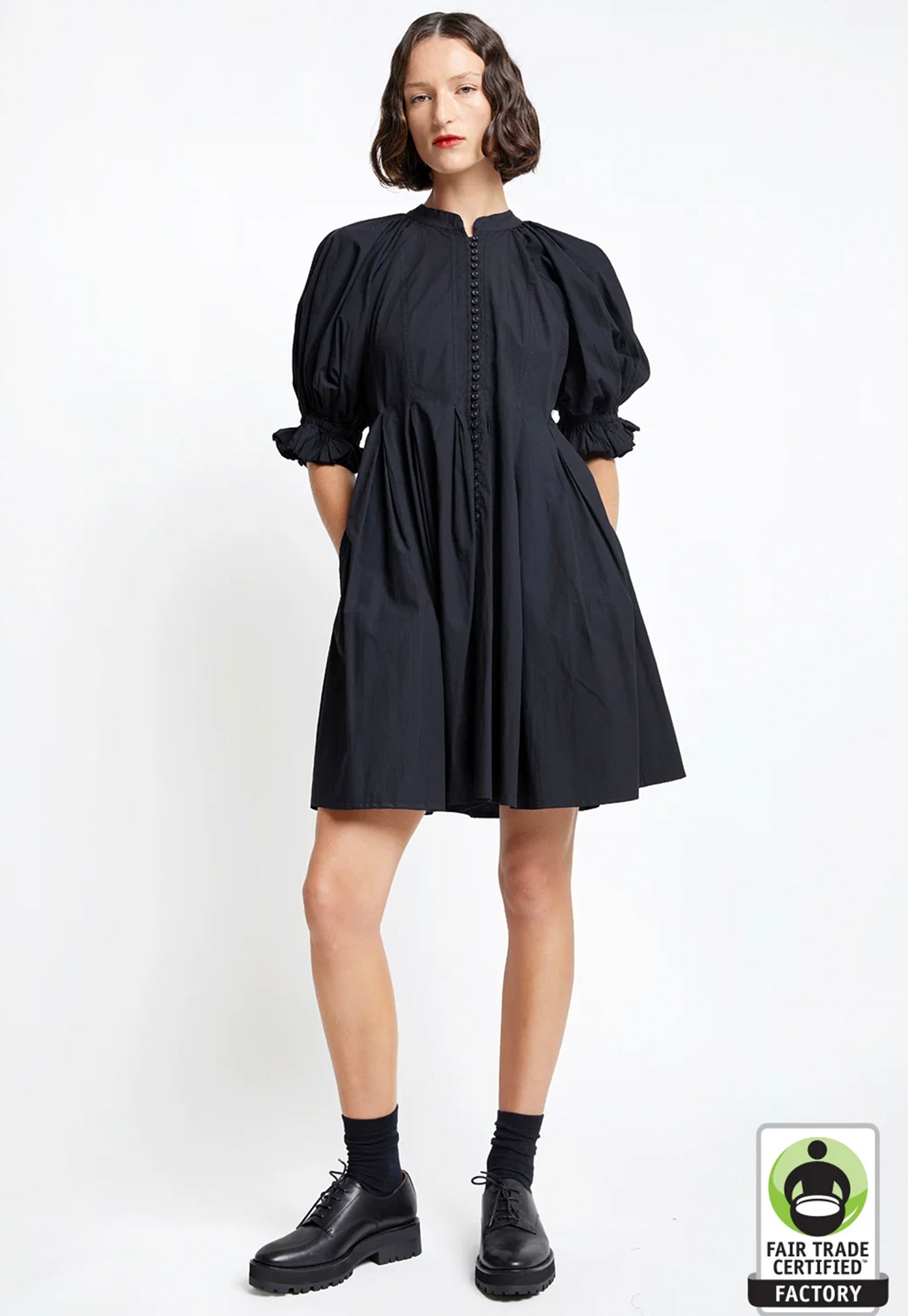 Organic Cotton Melody Dress - Black Shirting sold by Angel Divine